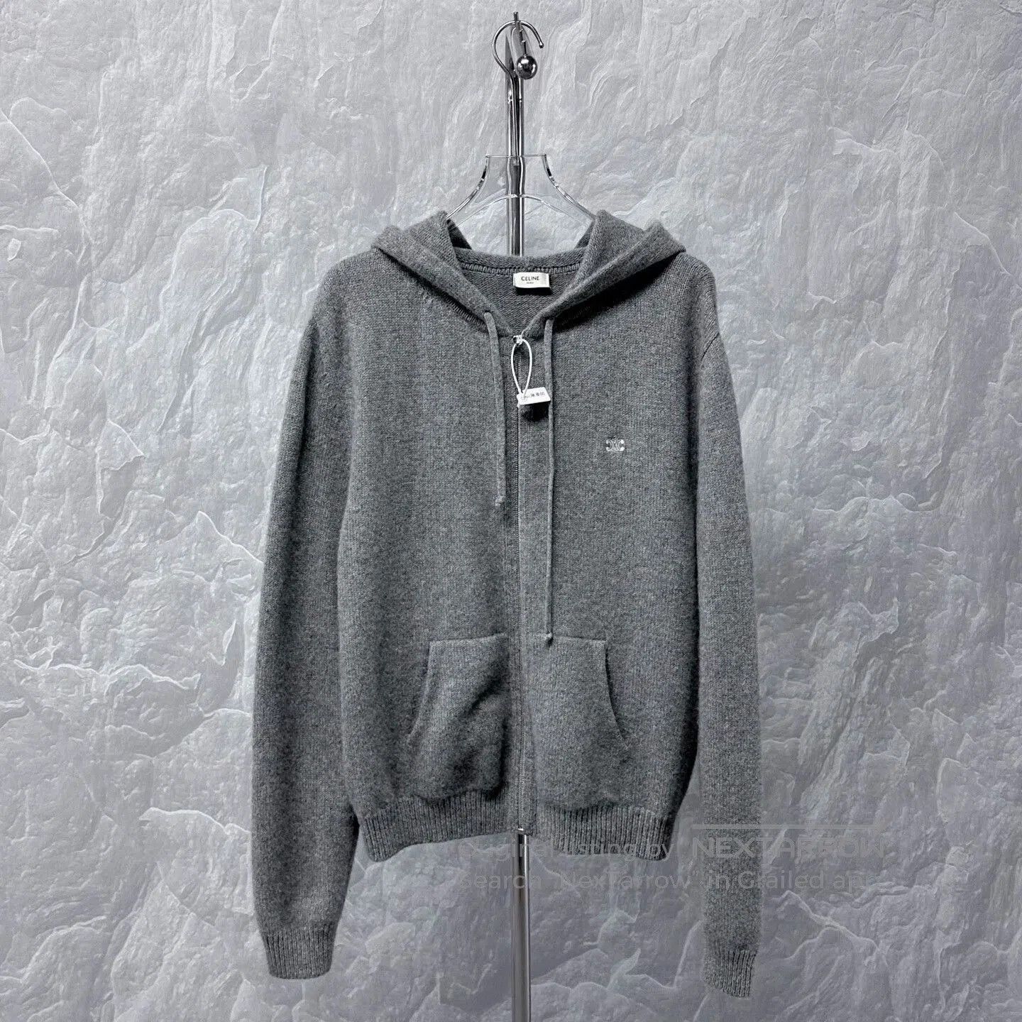 Celine celine gray hooded wool jacket. Size L / US 10 / IT 46 - 1 Thumbnail