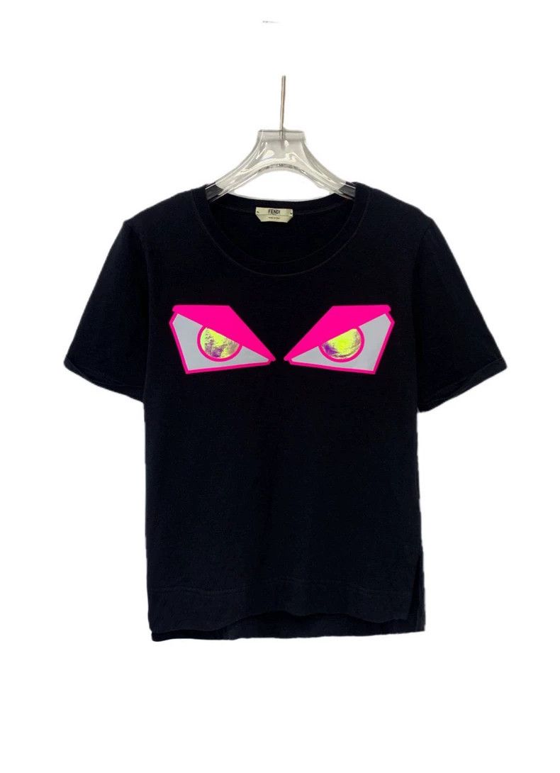 Fendi Fendi Monster Eye Black Cotton T-Shirt Size US M / EU 48-50 / 2 - 1 Thumbnail