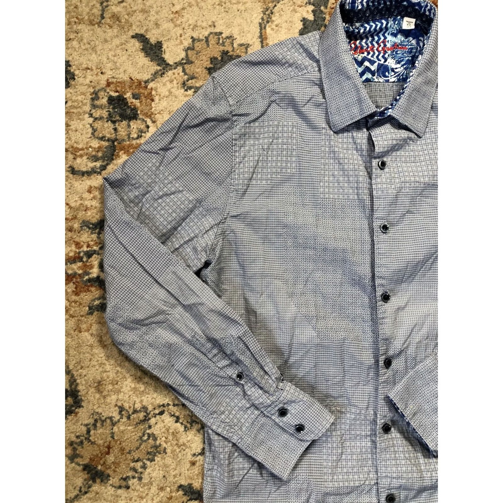 Robert Graham VINTAGE? Robert Graham Shirt Mens XL Blue Tailored Fit Button Down Geometric Long Sleeve Size US XL / EU 56 / 4 - 3 Thumbnail