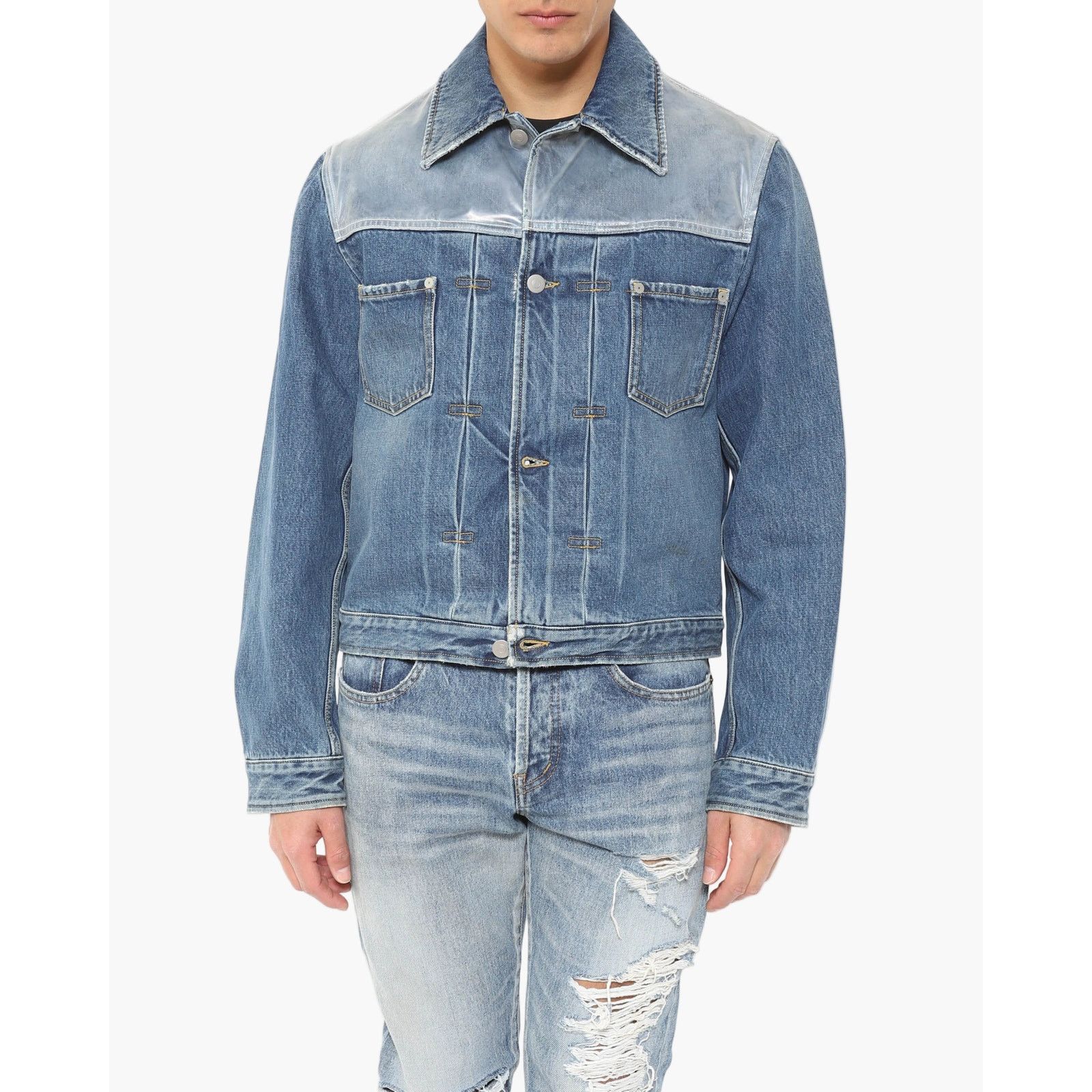 Maison Margiela Denim Jacket with Plastic Panel Size US S / EU 44-46 / 1 - 1 Thumbnail