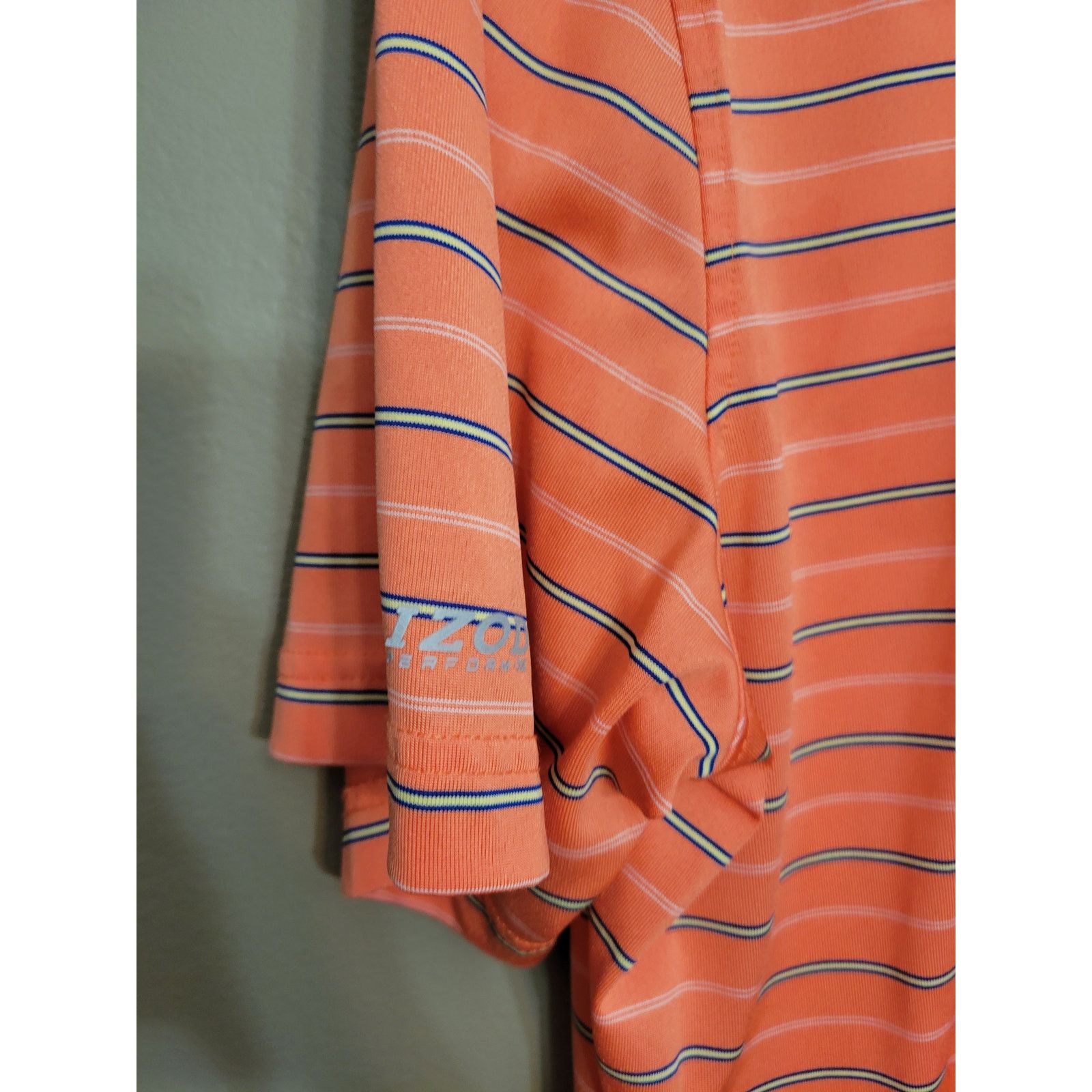 Izod Men's IZOD Golf Perform X Orange Striped Polo Size XL Size US XL / EU 56 / 4 - 4 Thumbnail