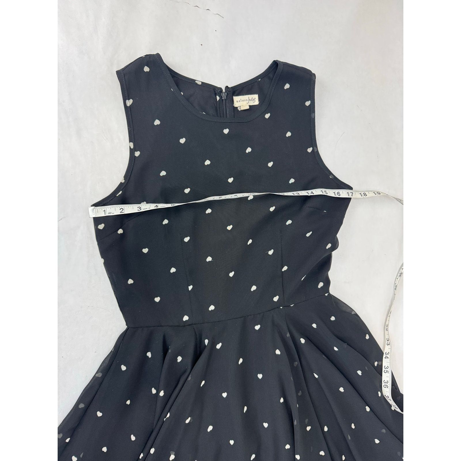 Anthropologie Maison Jules Fit and Flare Dress Hearts Black Medium Retro Size M / US 6-8 / IT 42-44 - 6 Thumbnail