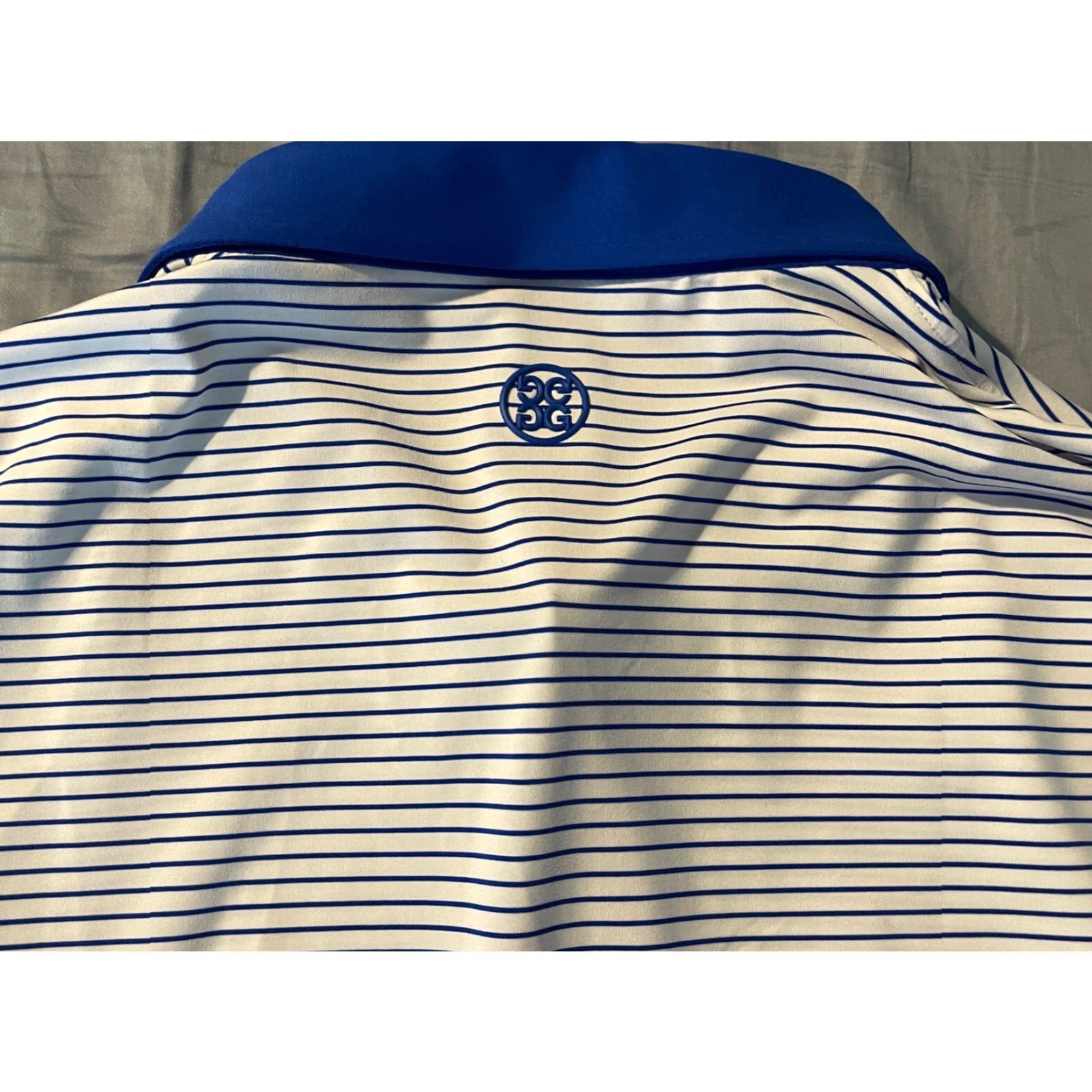 G/FORE G/Fore Polo Shirt Men L White Blue Striped Two Tone Golf Stretch Polo Regular Size L Mens Size US L / EU 52-54 / 3 - 5 Thumbnail