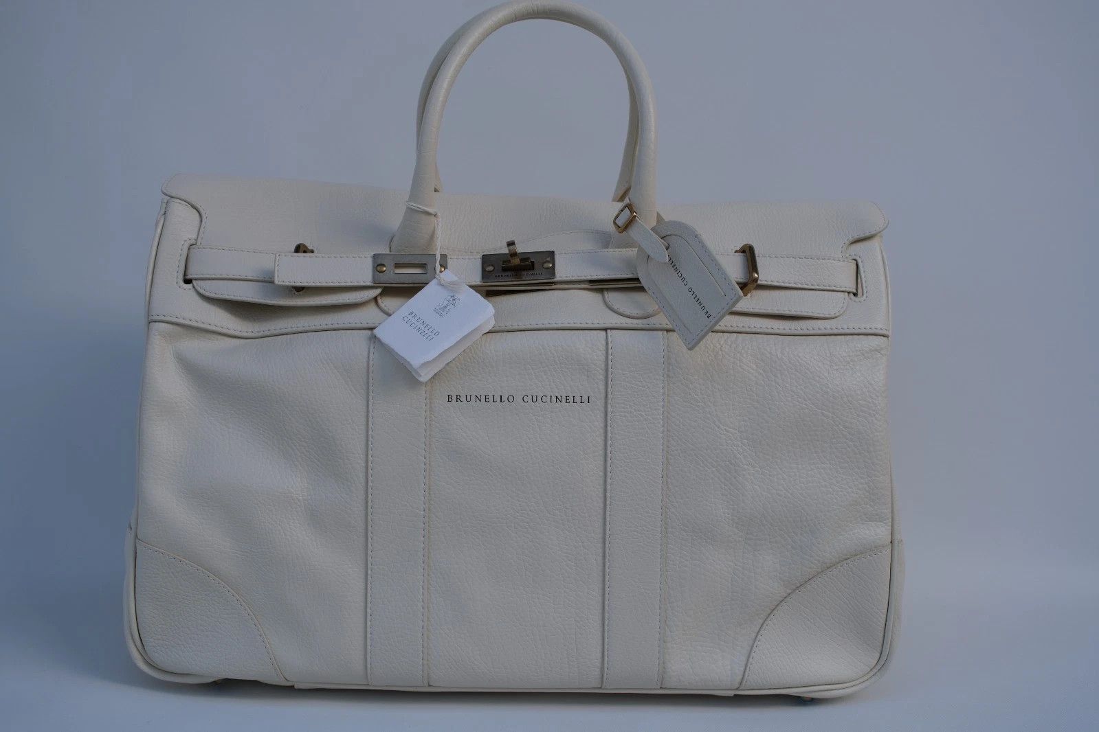 Brunello Cucinelli New Brunello Cucinelli Leather Vachetta Cream Weekend Bag Size ONE SIZE - 2 Thumbnail