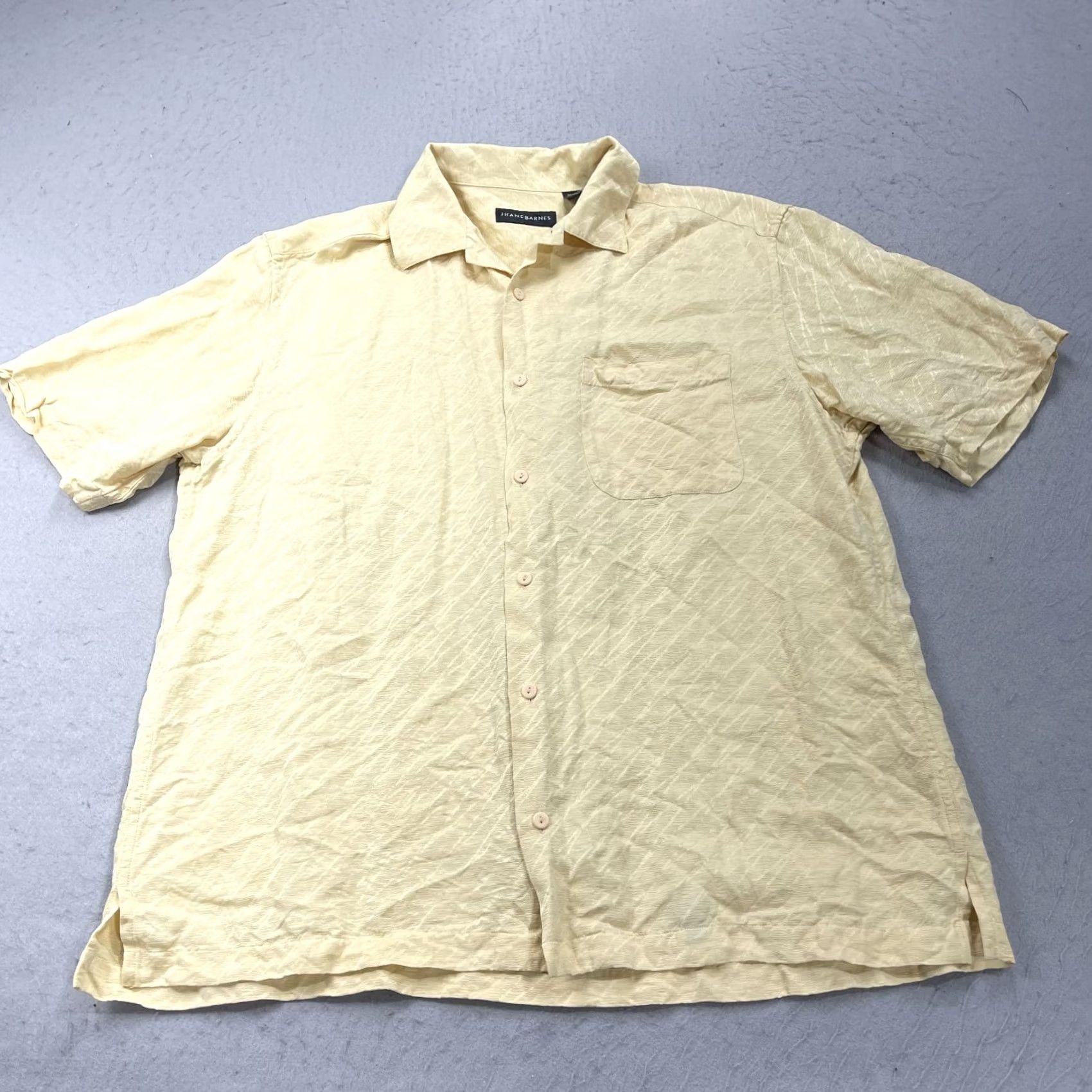 Vintage VINTAGE Jhane Barnes Shirt Mens L Yellow Silk Linen 90s Camp Collar Button-Up Short Sleeve Size US L / EU 52-54 / 3 - 2 Thumbnail