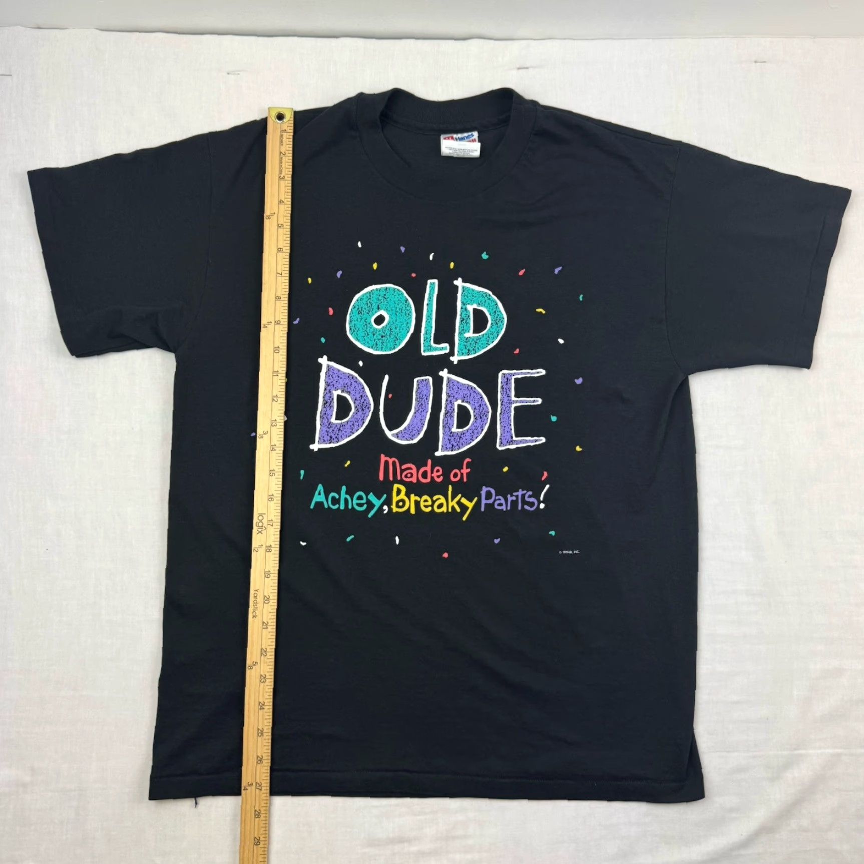 Hanes VINTAGE Hanes Funny T-Shirt Adult Large Black Achey Breaky Parts 90s Mens Size US L / EU 52-54 / 3 - 4 Thumbnail