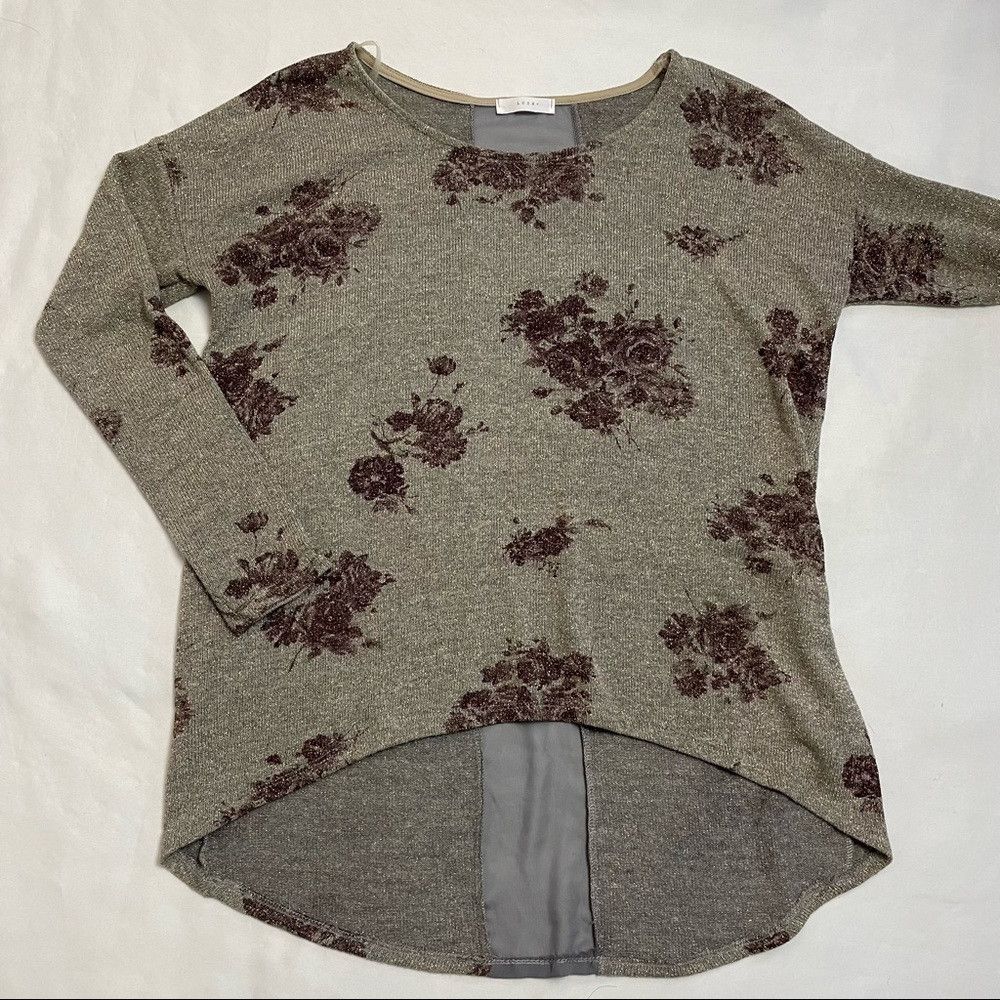 Other Lush Sparkle Floral Sweater Tunic With Back Sheer Panel Siz Size L / US 10 / IT 46 - 5 Thumbnail