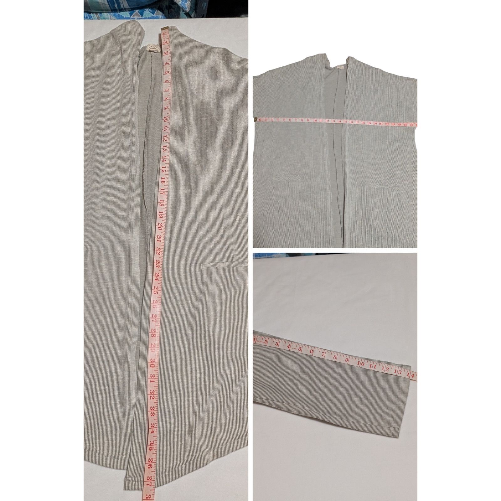 Unknown London DONNI Gray Open Front Ribbed Cardigan OS Sweater USED Size ONE SIZE - 7 Thumbnail