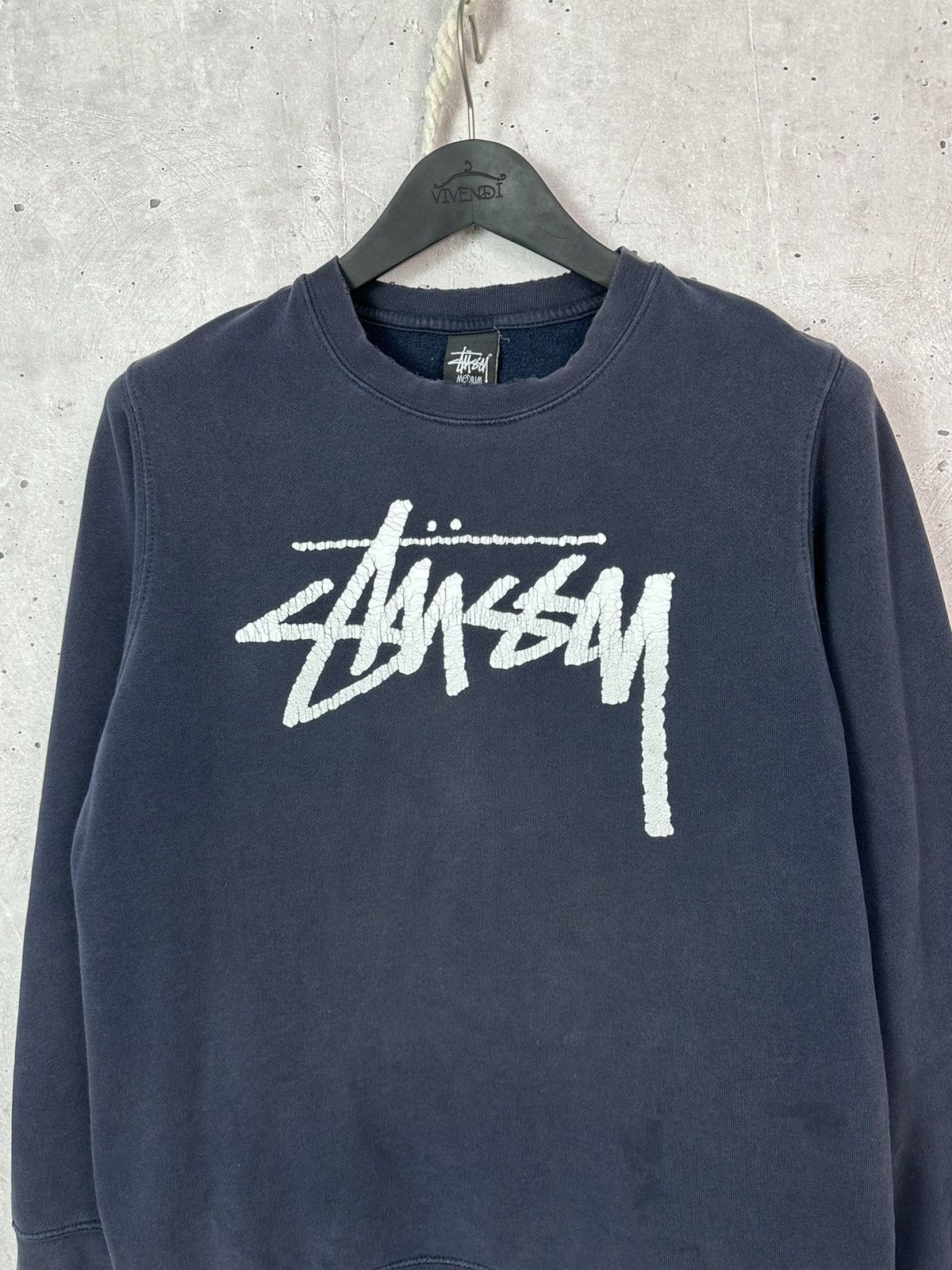 Stussy Vintage Stussy Logo Torn Faded Long Sleeve Sweatshirt Size US M / EU 48-50 / 2 - 2 Thumbnail