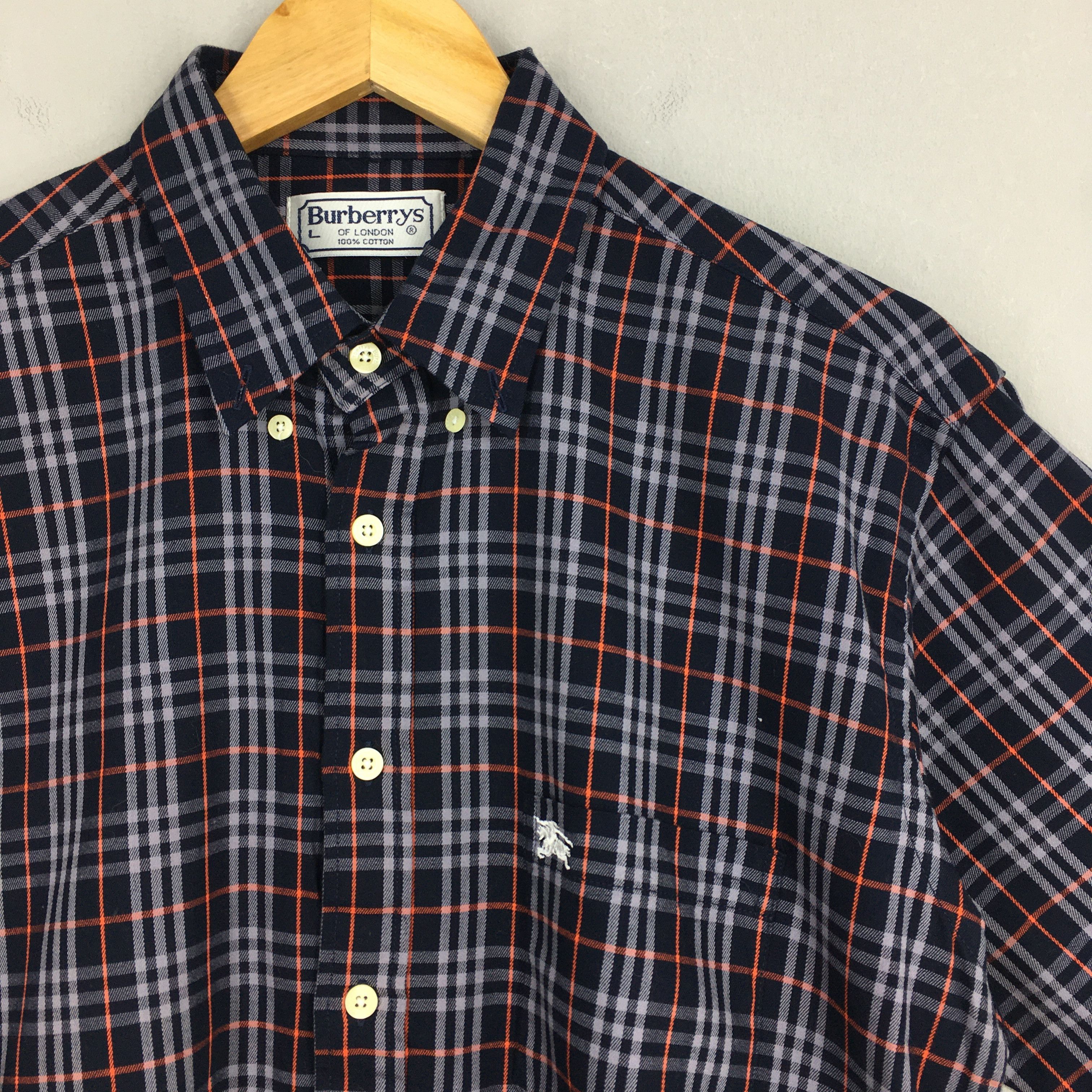 Burberry × Burberry Prorsum × Vintage Vintage 90's Burberrys Nova Check Blue Button Up Shirt M Size US M / EU 48-50 / 2 - 2 Thumbnail