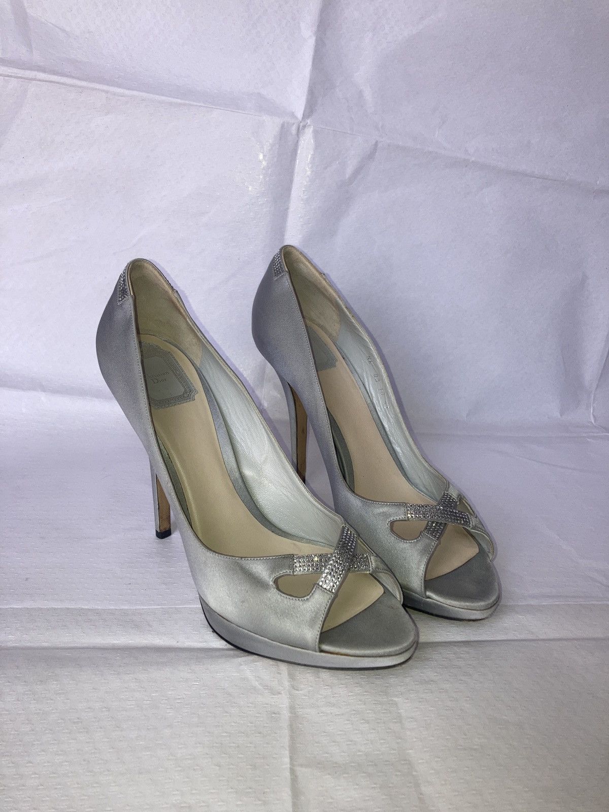 Dior Christian Dior Silver Satine Heels Vintage Archive Rare Size US 9.5 / IT 39.5 - 1 Thumbnail