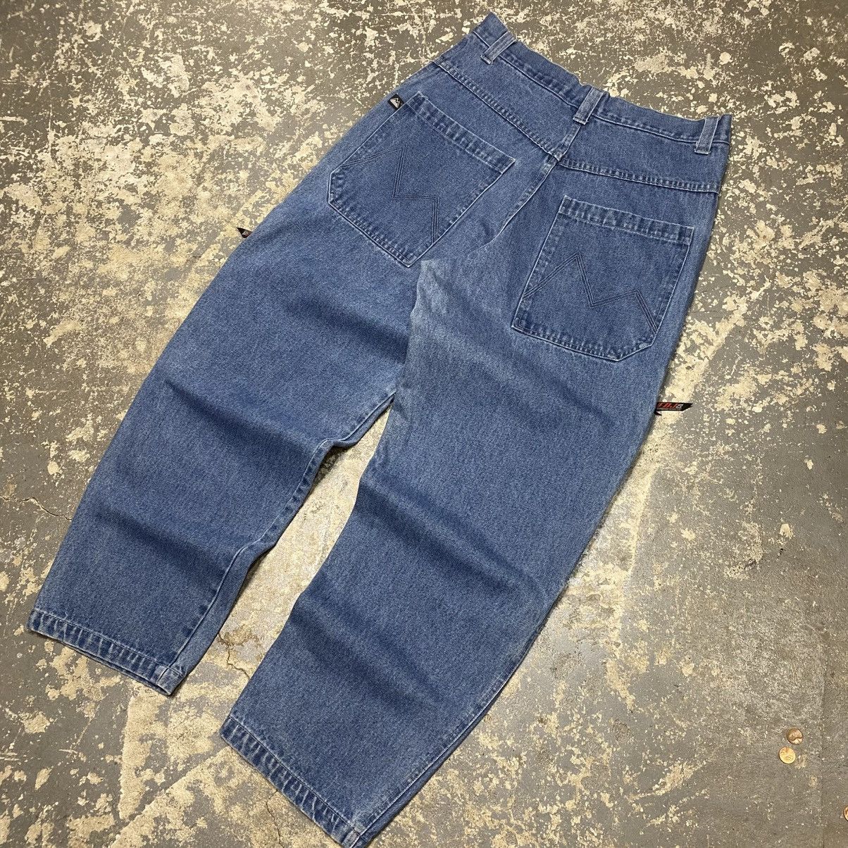 JNCO × Vintage Vintage First Down Denim Big Pocket Y2K Embroidered Baggy Pa Size US 35 - 4 Thumbnail