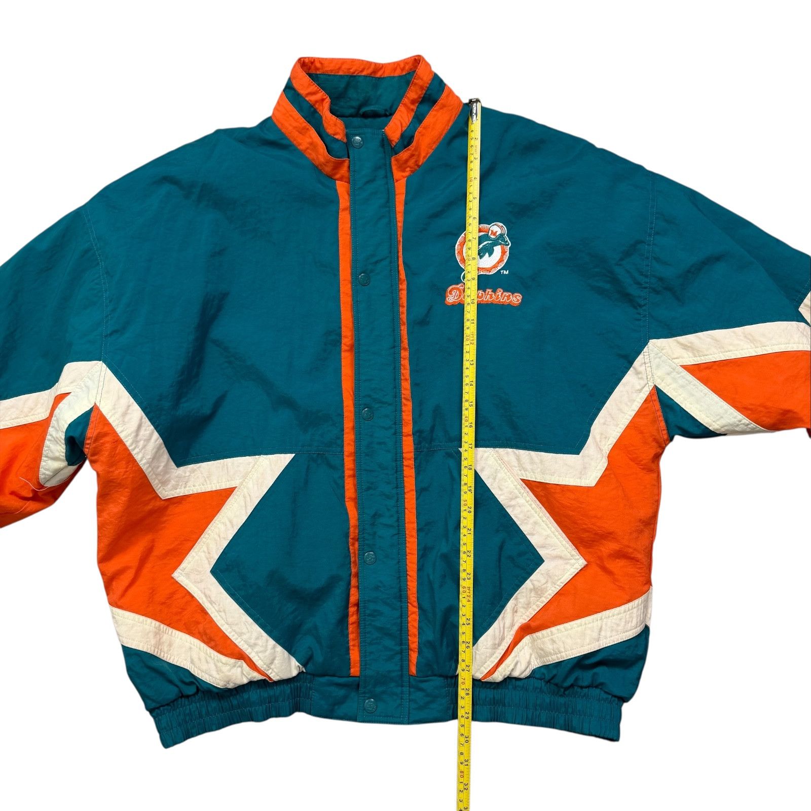 NFL VTG 90s MIAMI DOLPHINS STARTER PUFFER JACKET STAR SLEEVES Size US XL / EU 56 / 4 - 9 Thumbnail