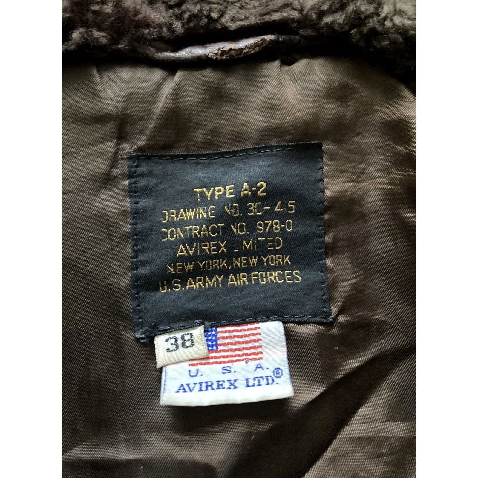 Avirex VINTAGE Avirex A-2 Leather Bomber Jacket Mens 38 USA Brown Flight Bomber Collared 30-1415 Size US XXS / EU 40 - 2 Thumbnail