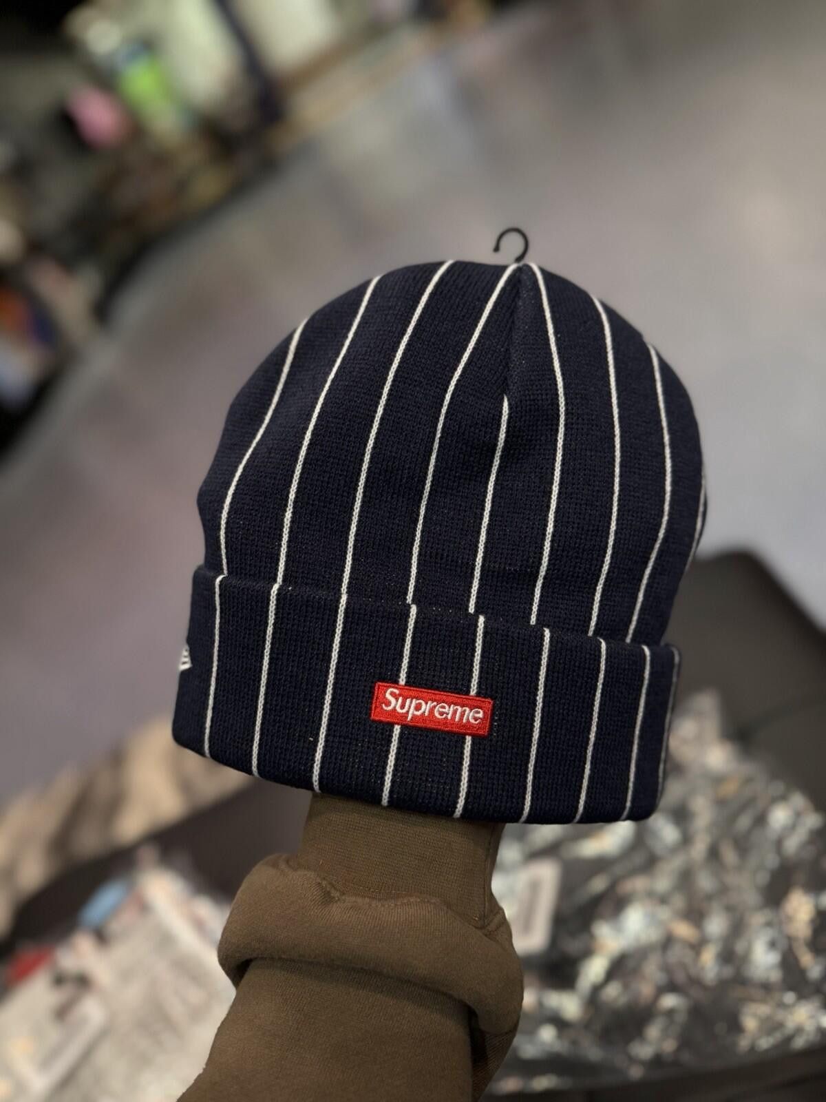 Supreme Supreme New Era Devil S Logo Beanie - Blue Stripe- Brand New Size ONE SIZE - 4 Thumbnail