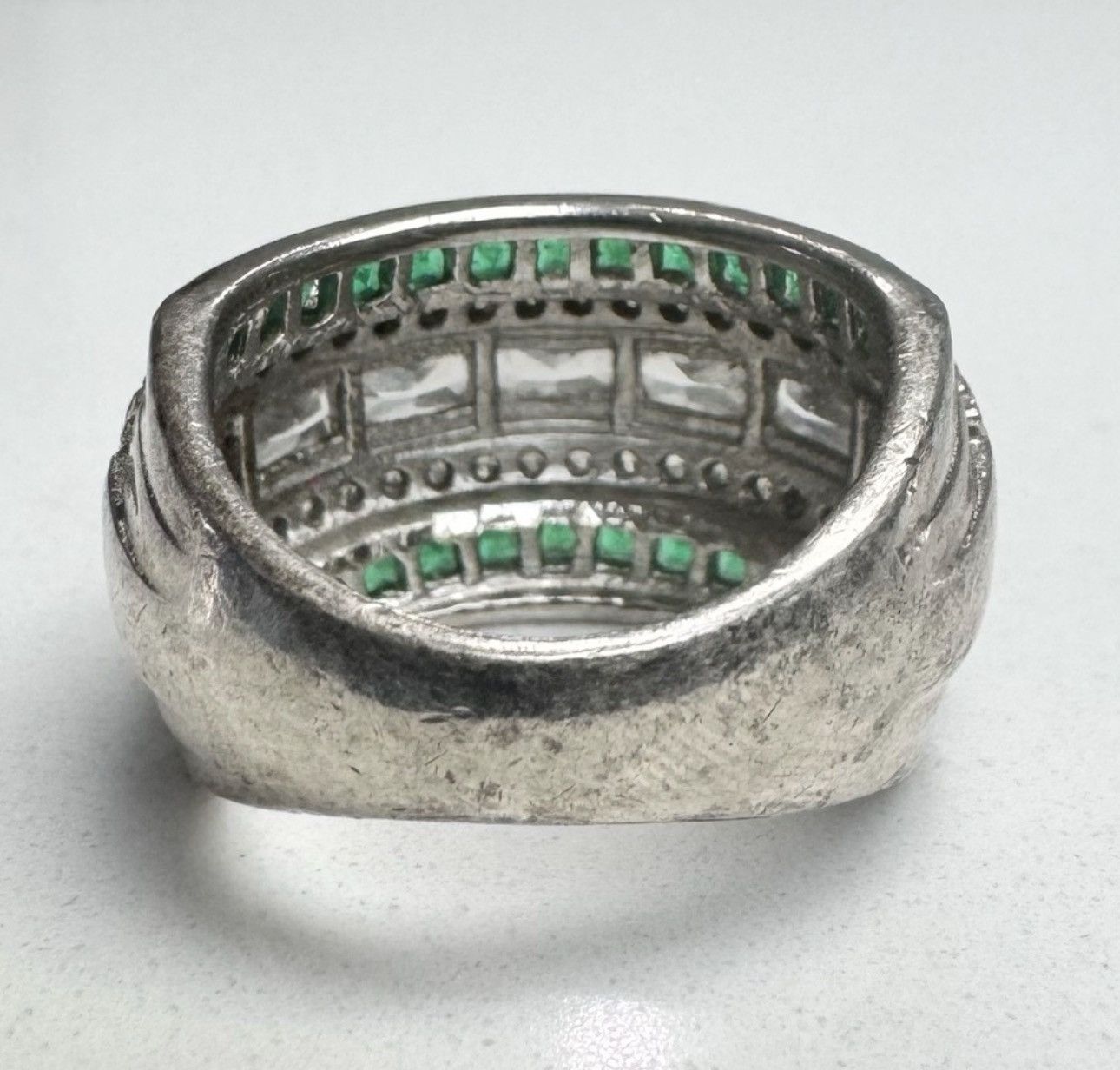 Other 925 Sterling Silver Emerald Green Clear CZ Band Ring Size 6 Size ONE SIZE - 5 Thumbnail