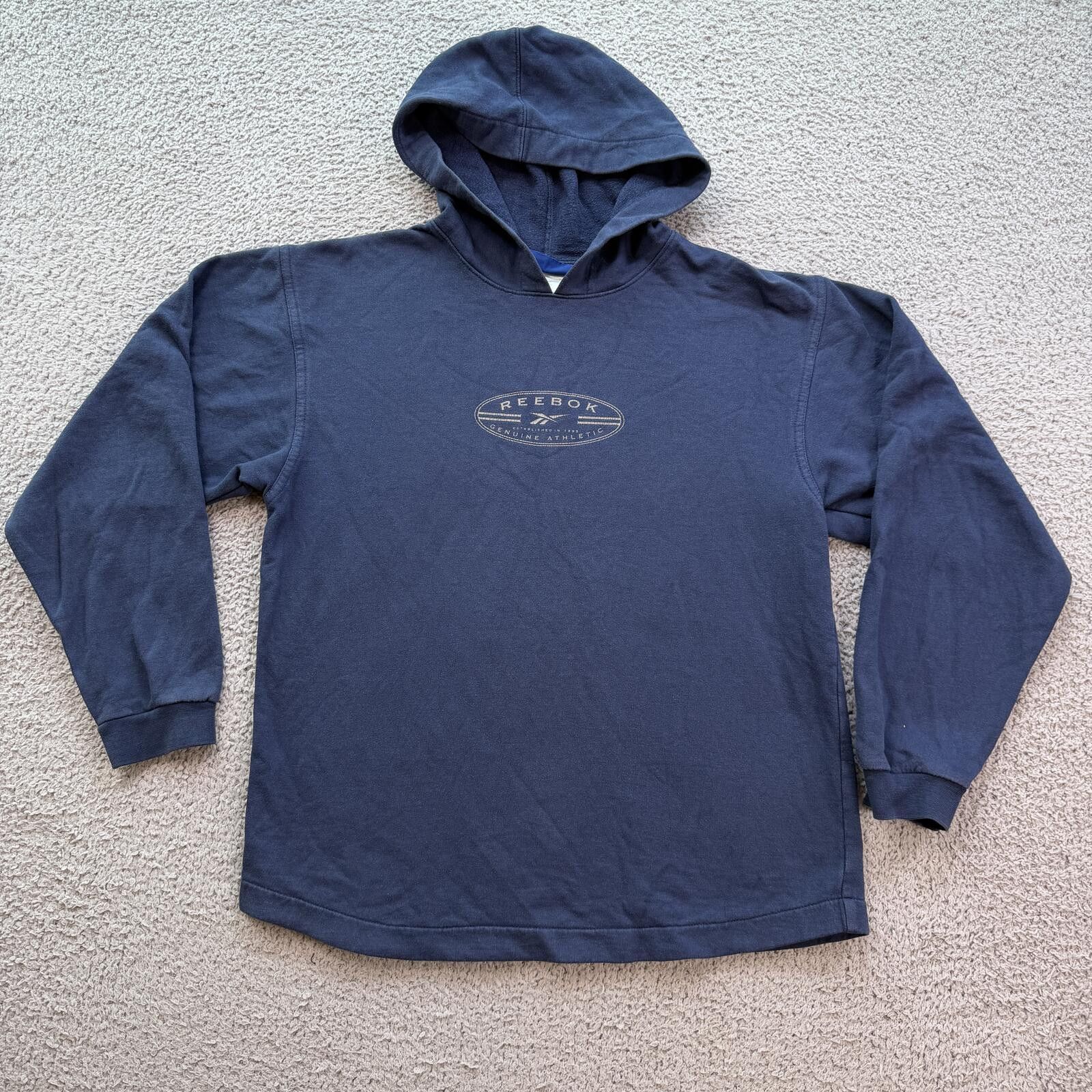 Reebok Vintage Y2K Reebok Center Logo Hoodie Navy Sweatshirt Size US L / EU 52-54 / 3 - 1 Thumbnail
