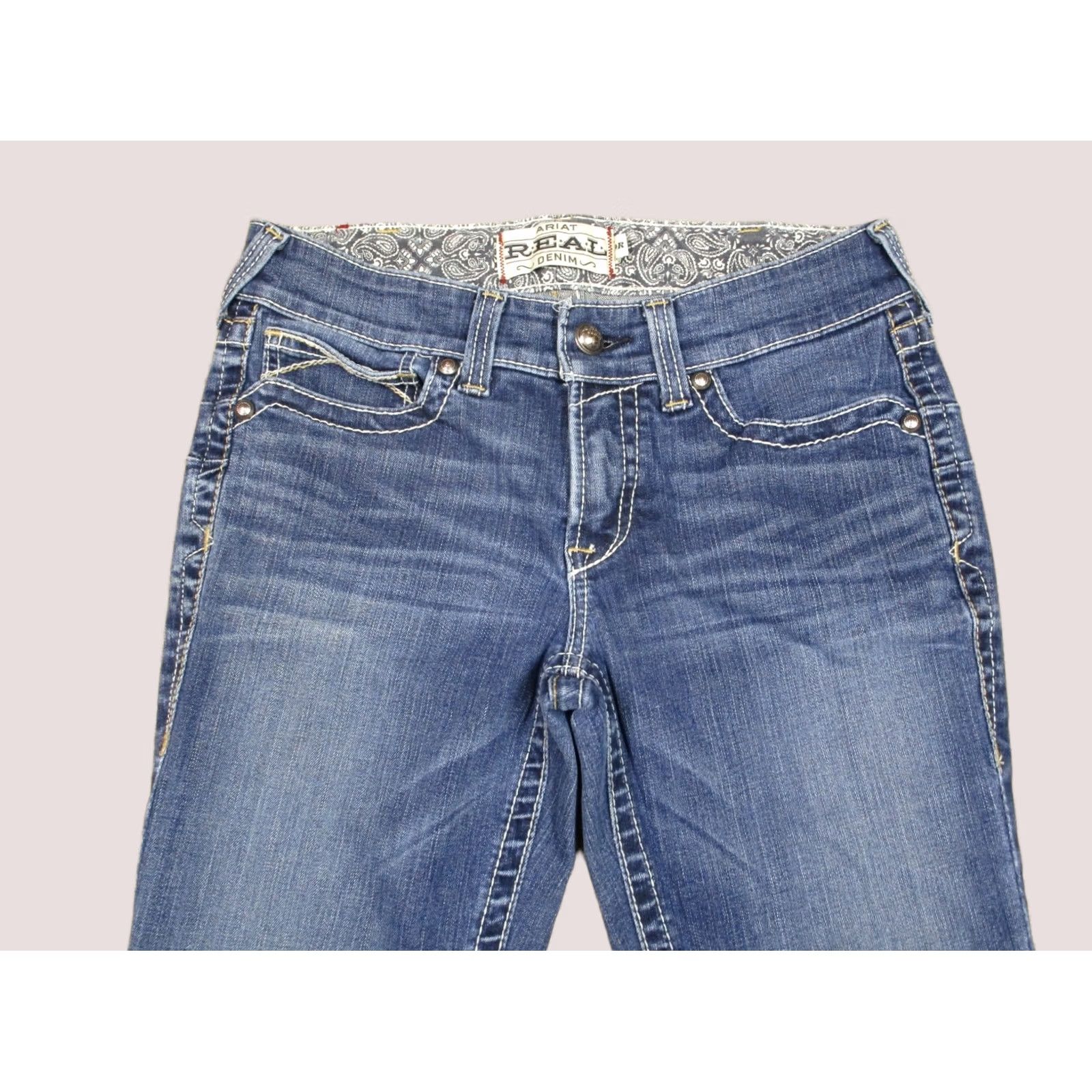 Ariat Ariat Jeans Women 29 Dark Wash Bootcut Denim Southwestern Logo Cowboy 5-Pocket Regular Rise Blue Mens? Size 29" - 1 Thumbnail