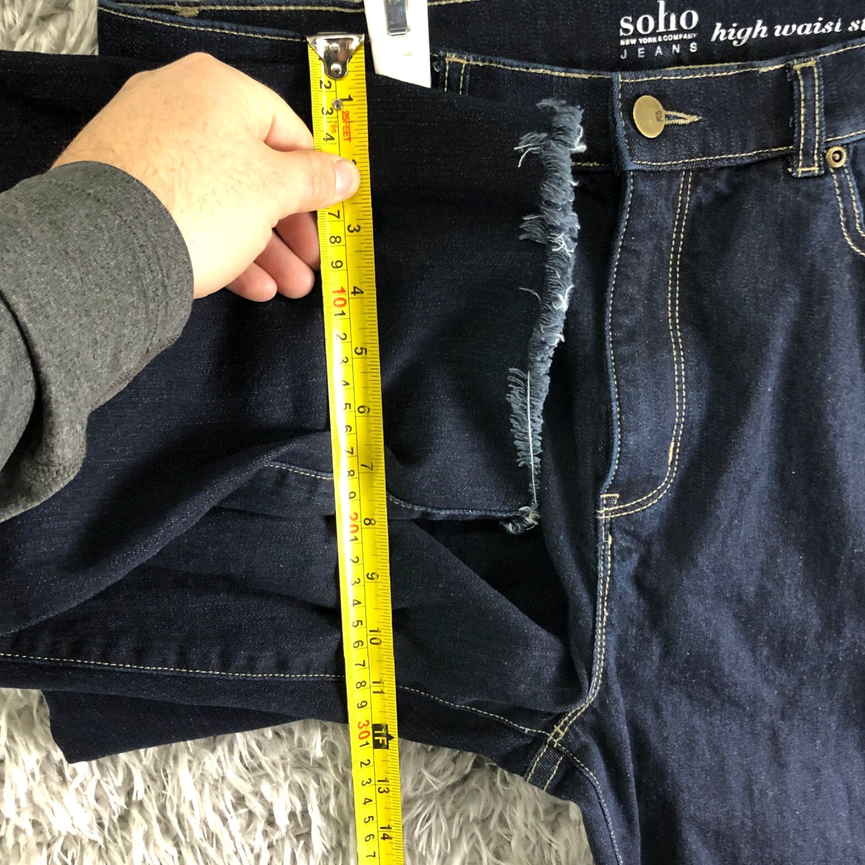 Vintage SOHO Jeans Women Size 14 High Waist Straight Mid Rise Blue Denim 5-Pocket Regular Length Blue Size 36" / US 14 / IT 50 - 4 Thumbnail
