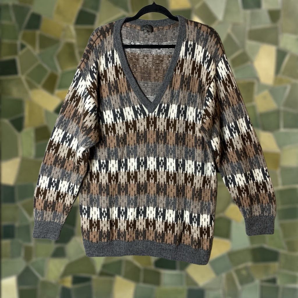 Vintage VINTAGE Classic Alpaca Sweater Men XXL Geometric Preppy Office Grandpacore 90s Size US XXL / EU 58 / 5 - 1 Thumbnail