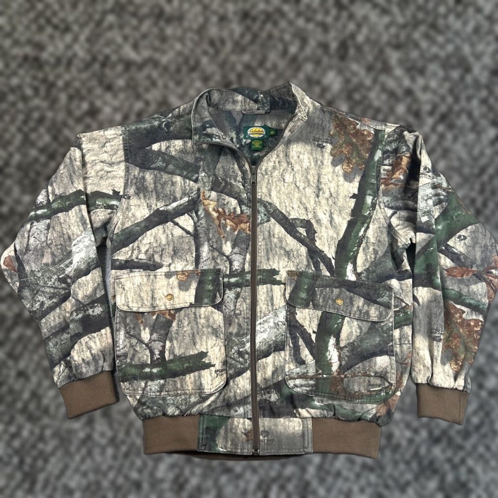 VINTAGE Cabela’s Jacket Camouflage LT Big & Tall Zip Up Lightweight Bomber Jacket Pockets Multicolor Army Outdoors Men