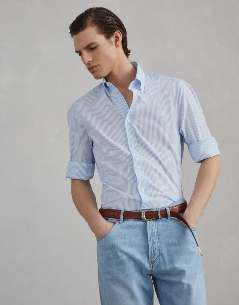 Brunello Cucinelli o1w1db10825 Shirt in Blue Size US XL / EU 56 / 4 - 3 Thumbnail
