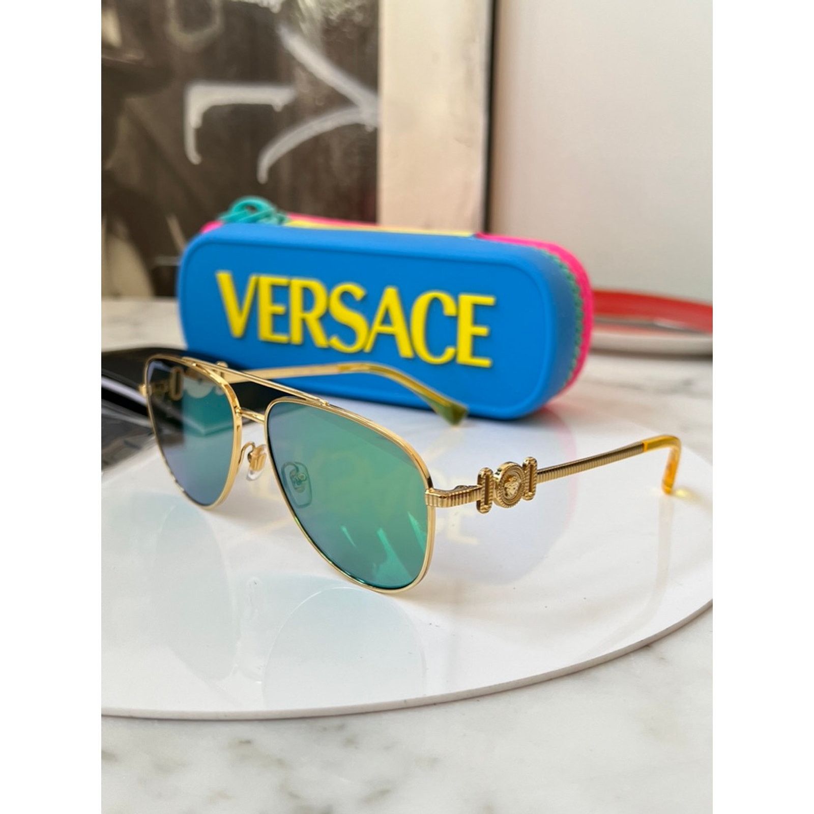 Versace NEW Versace Kids VK2002 Green Mirror Aviator Sunglasses Size ONE SIZE - 6 Thumbnail