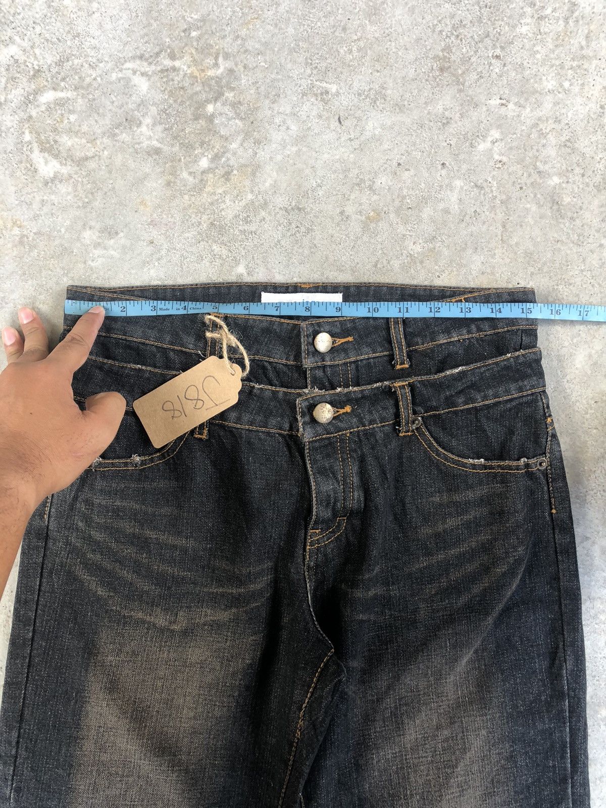 If Six Was Nine Japanese Aqua Flared Jeans Double Waist Distressed Size US 30 / EU 46 - 16 Thumbnail
