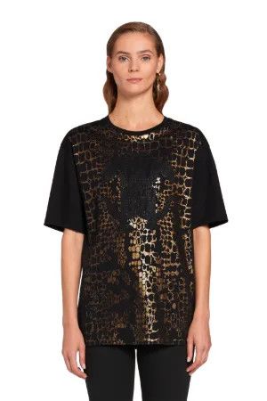 Roberto Cavalli Roberto Cavalli Snake Print Short Sleeve T-shirt Black (XS) Size XS / US 0-2 / IT 36-38 - 3 Thumbnail