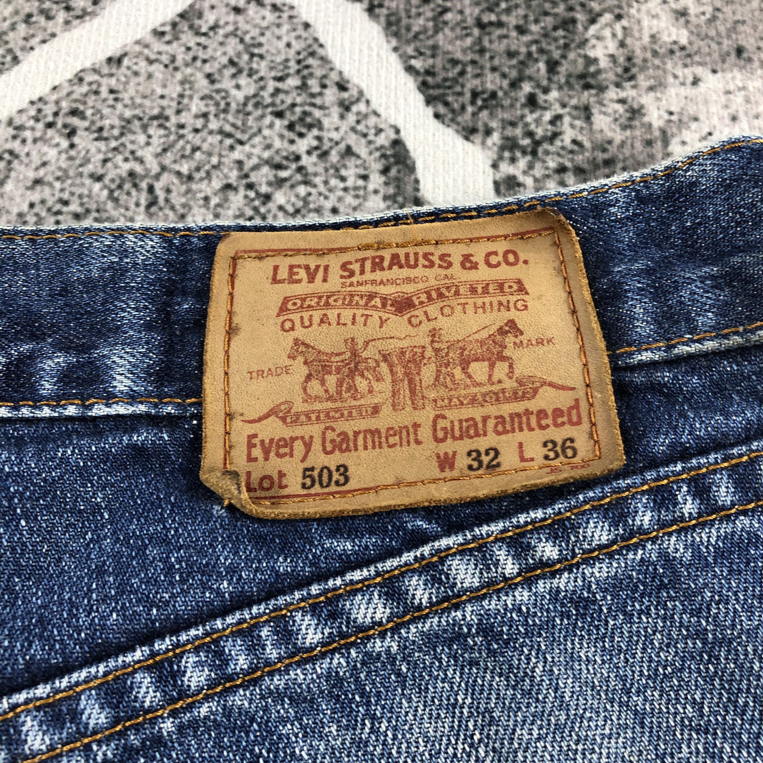 Levi's Vintage Levis 503 Jeans Distress Dark Wash Denim KJ851 Size US 32 / EU 48 - 5 Thumbnail