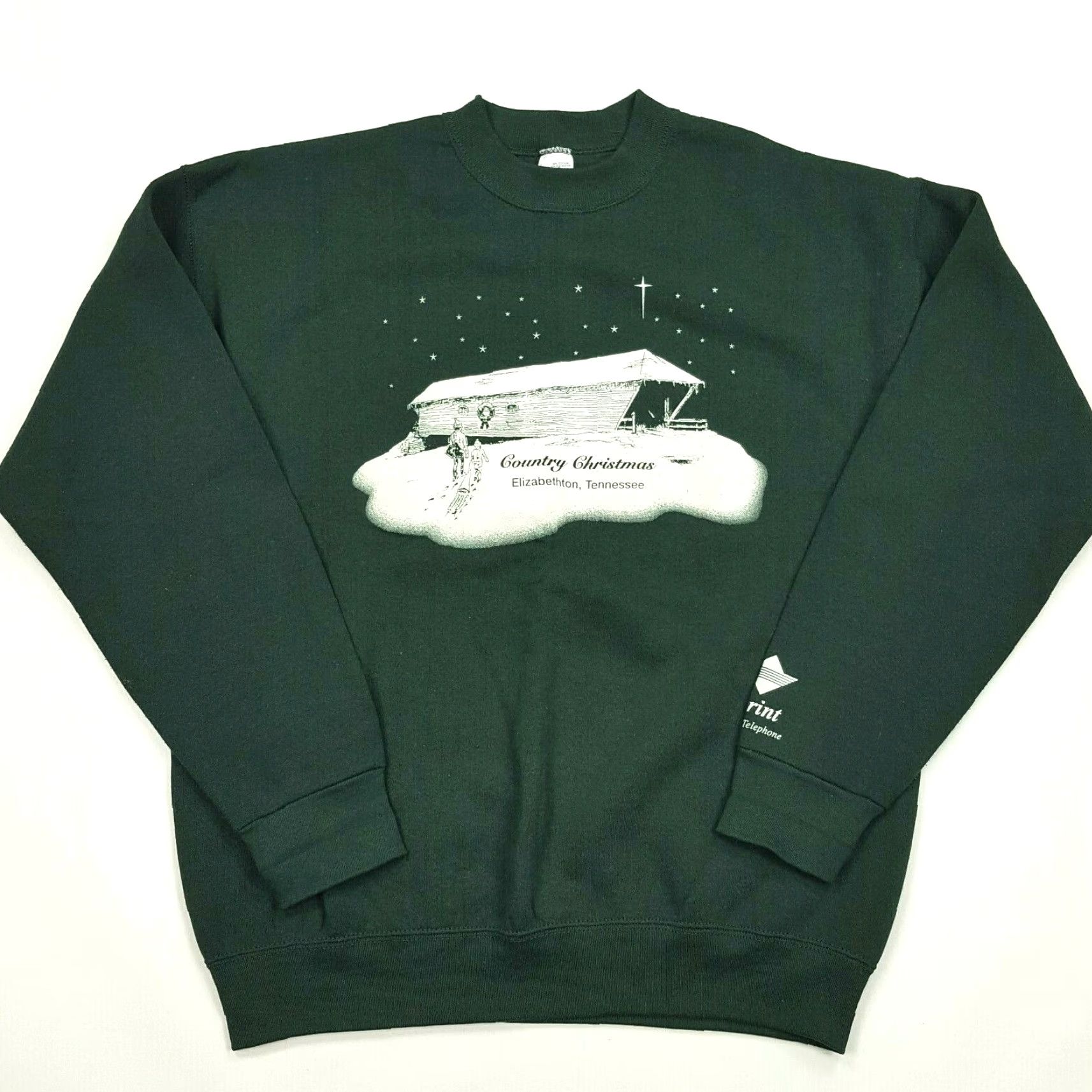 Fruit Of The Loom VINTAGE Fruit of the Loom Sweatshirt Mens Crewneck Green 90s Country Christmas USA Fall Winter Knit Cotton Blend Graphic Print Solid Regular Size L Size US L / EU 52-54 / 3 - 2 Thumbnail
