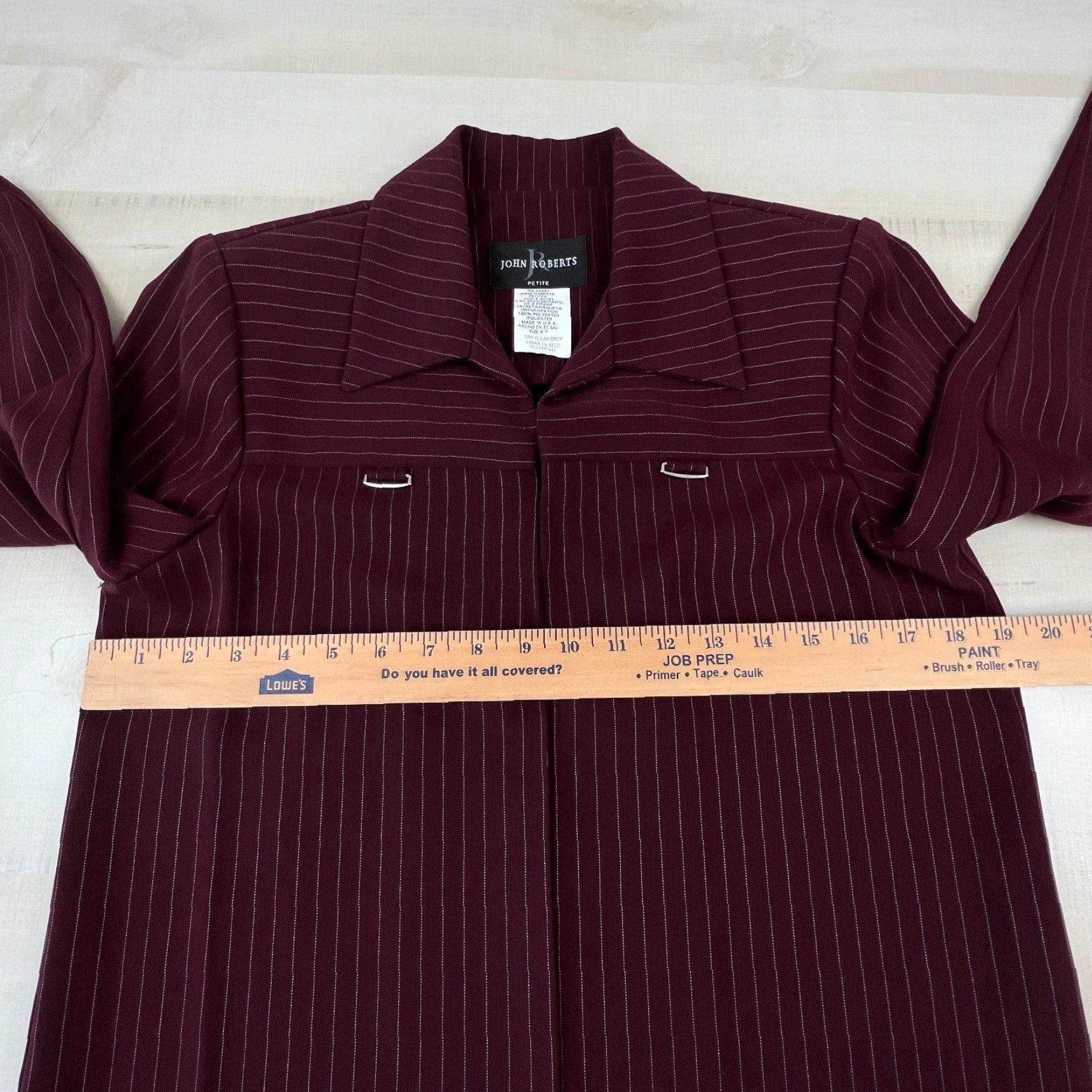 Vintage John Roberts Womens Blazer 6P Petite Red Long Sleeve Striped Business Jacket Size M / US 6-8 / IT 42-44 - 4 Thumbnail