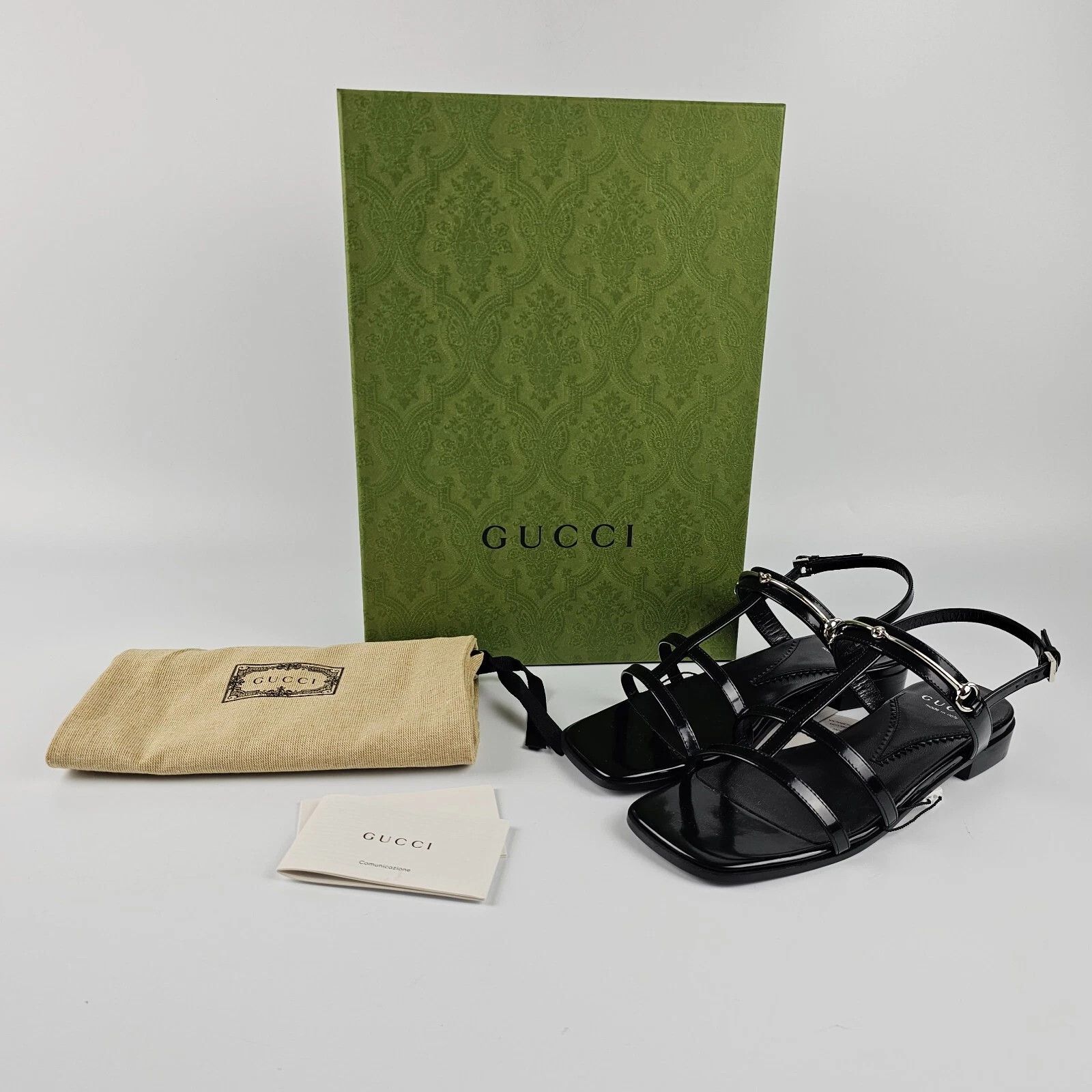 Gucci GUCCI Horsebit Black Leather Flat Sandals New & Authentic Size US 8.5 / IT 38.5 - 2 Thumbnail