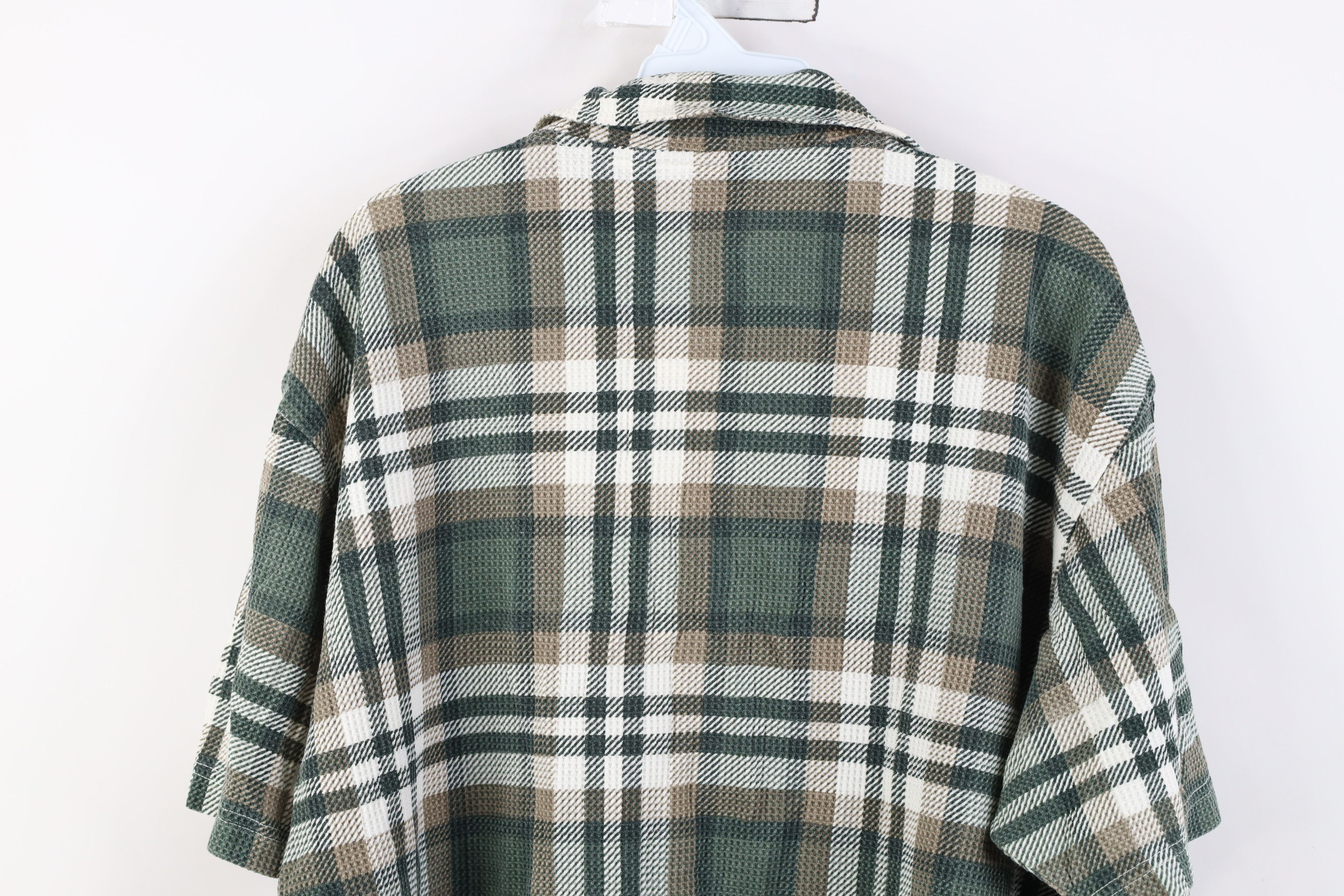 Vintage Vintage 90s Streetwear Waffle Knit Collared Polo Shirt Plaid Size 3XL / US 20-22 - 10 Thumbnail