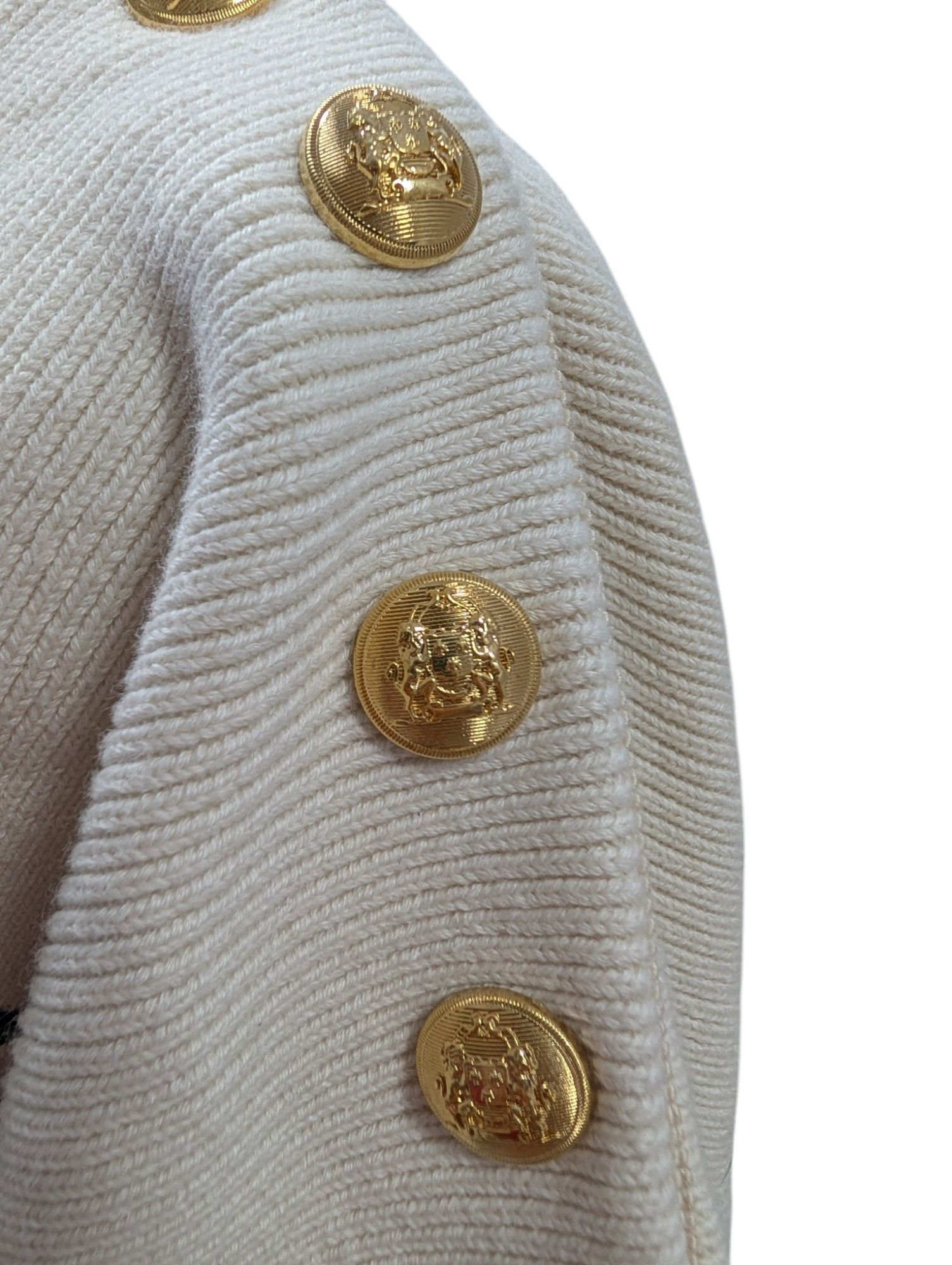 Celine V-Neck Striped Knitted Top With Logo Buttons On Shoulders Size M / US 6-8 / IT 42-44 - 4 Thumbnail