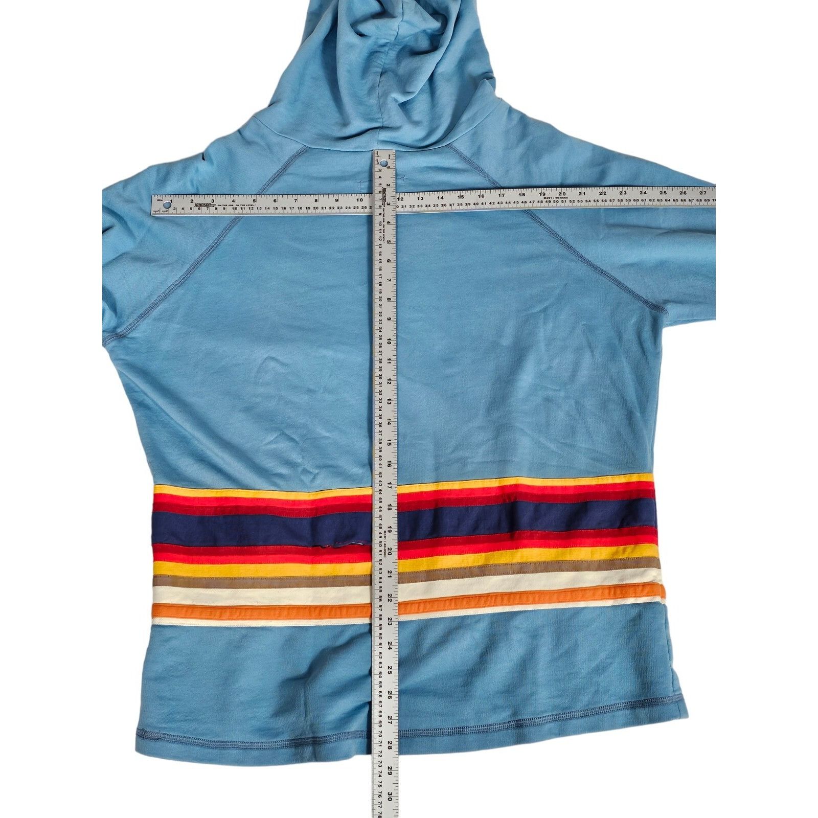 Greg Lauren Greg Lauren Striped Crewneck Hoodie Size 3 US Light Blue Mul Size US XL / EU 56 / 4 - 7 Thumbnail