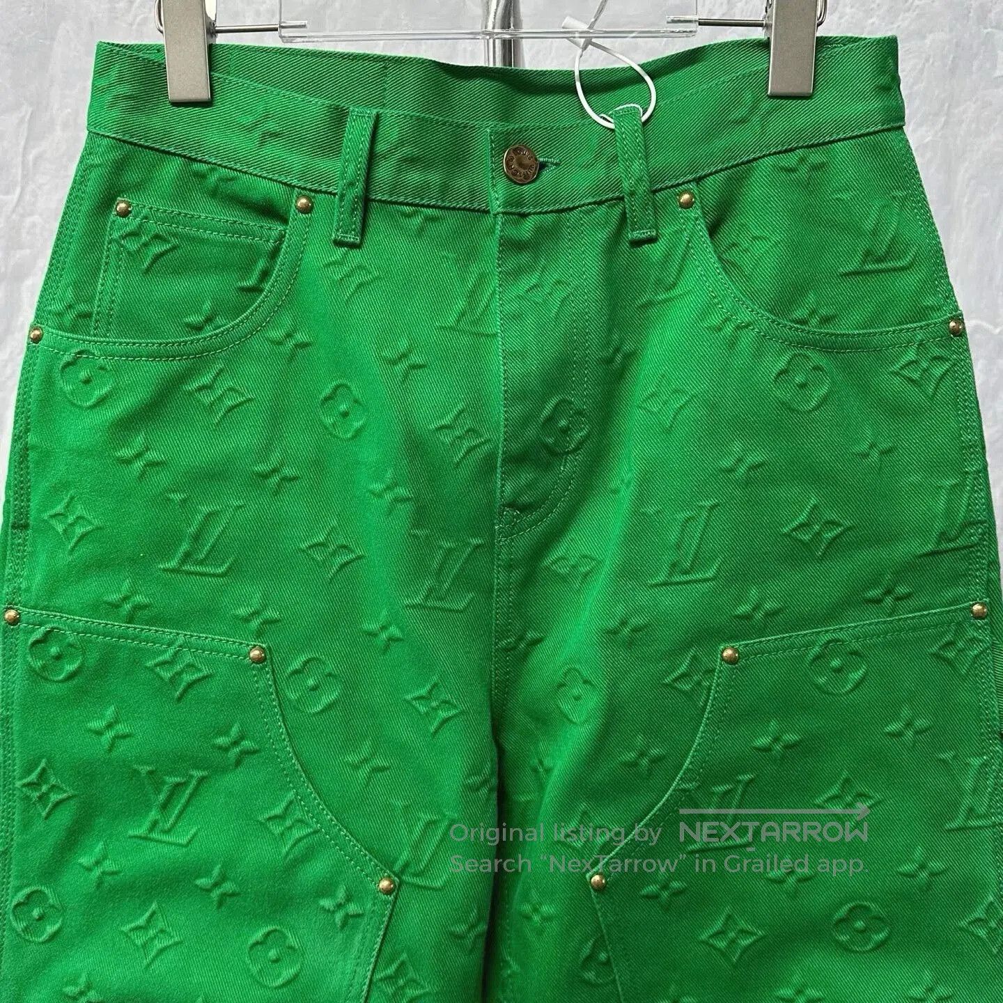 Louis Vuitton louis vuitton embossed denim pants in green. Size US 28 / EU 44 - 2 Thumbnail