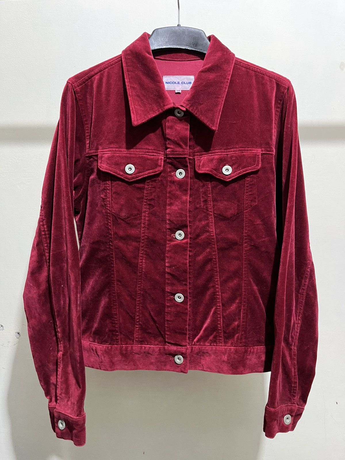 Japanese Brand Nicole Club Red Velvet Jacket Workers Size XS / US 0-2 / IT 36-38 - 1 Thumbnail