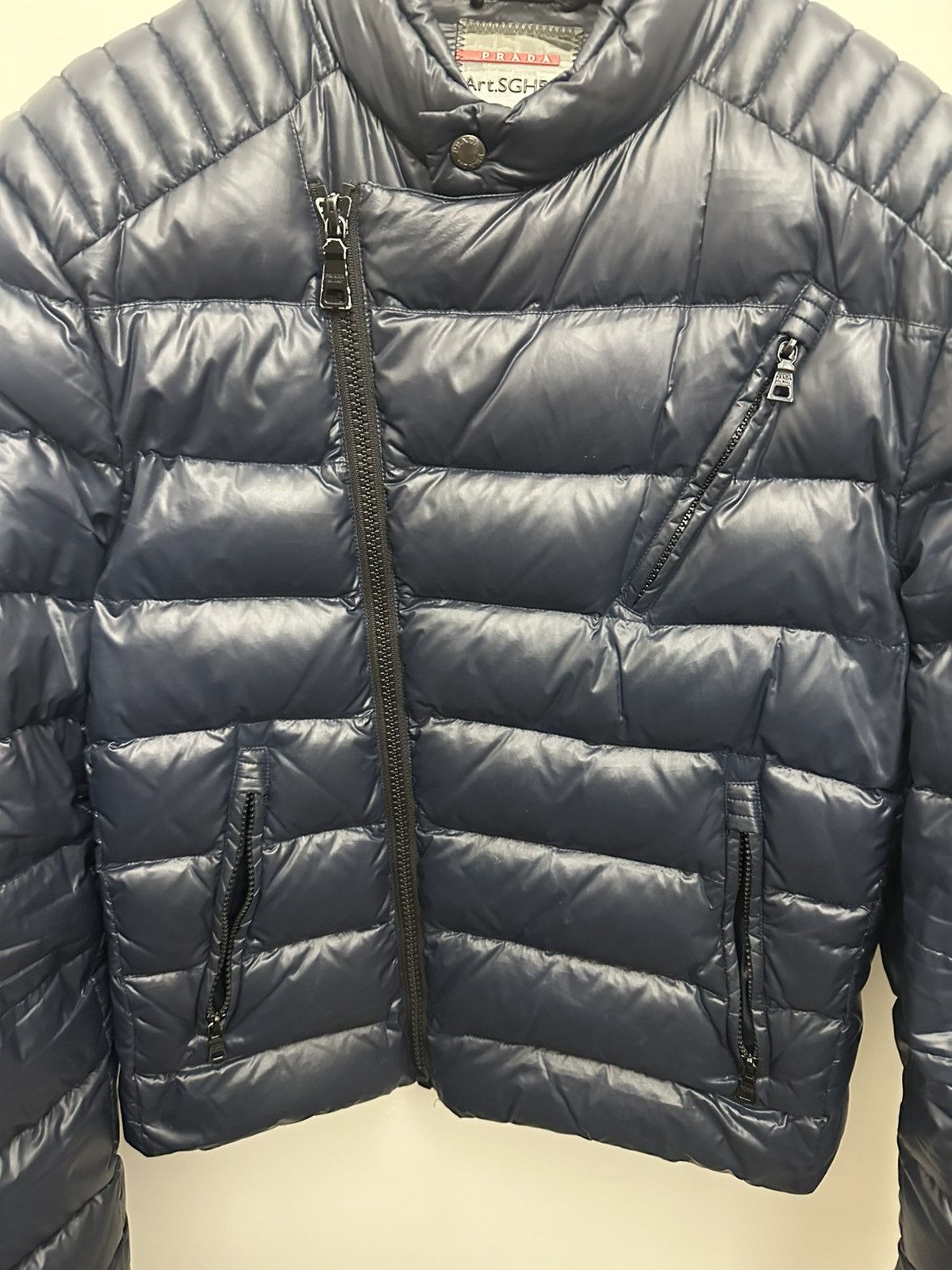 Prada Prada biker style navy down jacket sz M Size US M / EU 48-50 / 2 - 3 Thumbnail