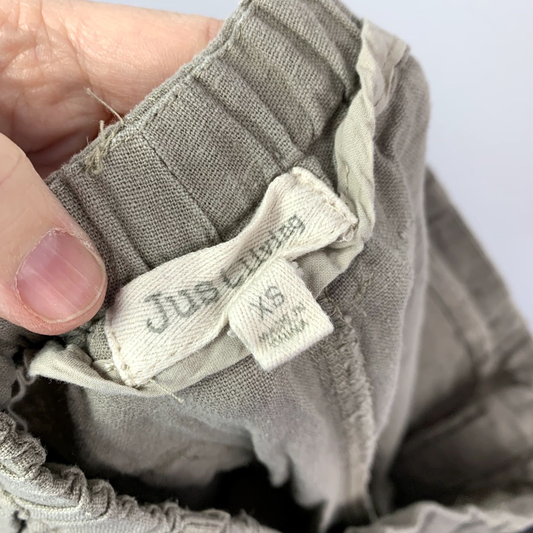 Vintage Just Living Women's XS Khaki Linen Blend Wide Leg Drawstring Elastic Waist Pants Size 26" / US 2 / IT 38 - 6 Thumbnail