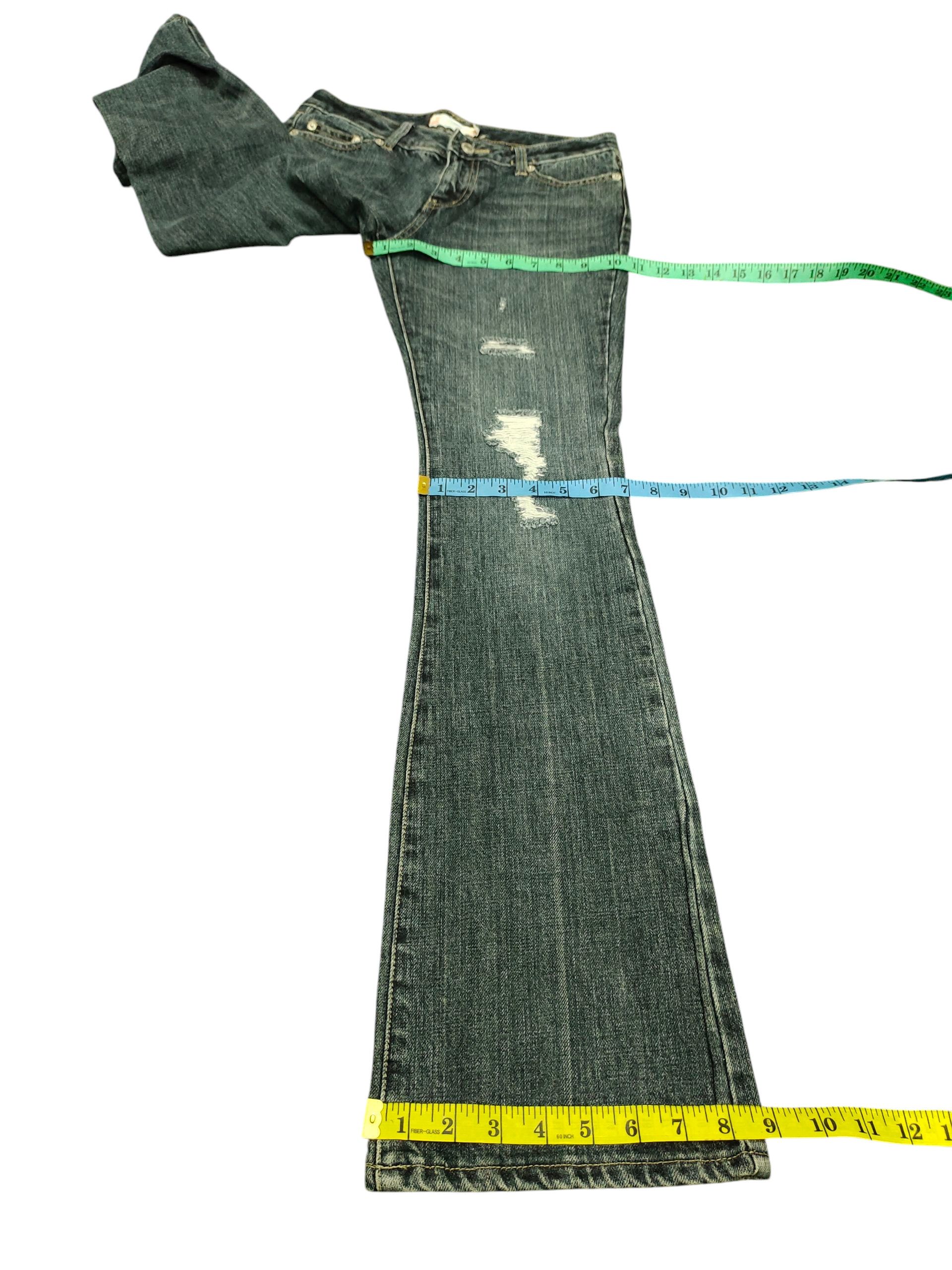 If Six Was Nine Flare Jeans Dejavu Distress Denim Bootcut Low Rise Size US 28 / EU 44 - 18 Thumbnail