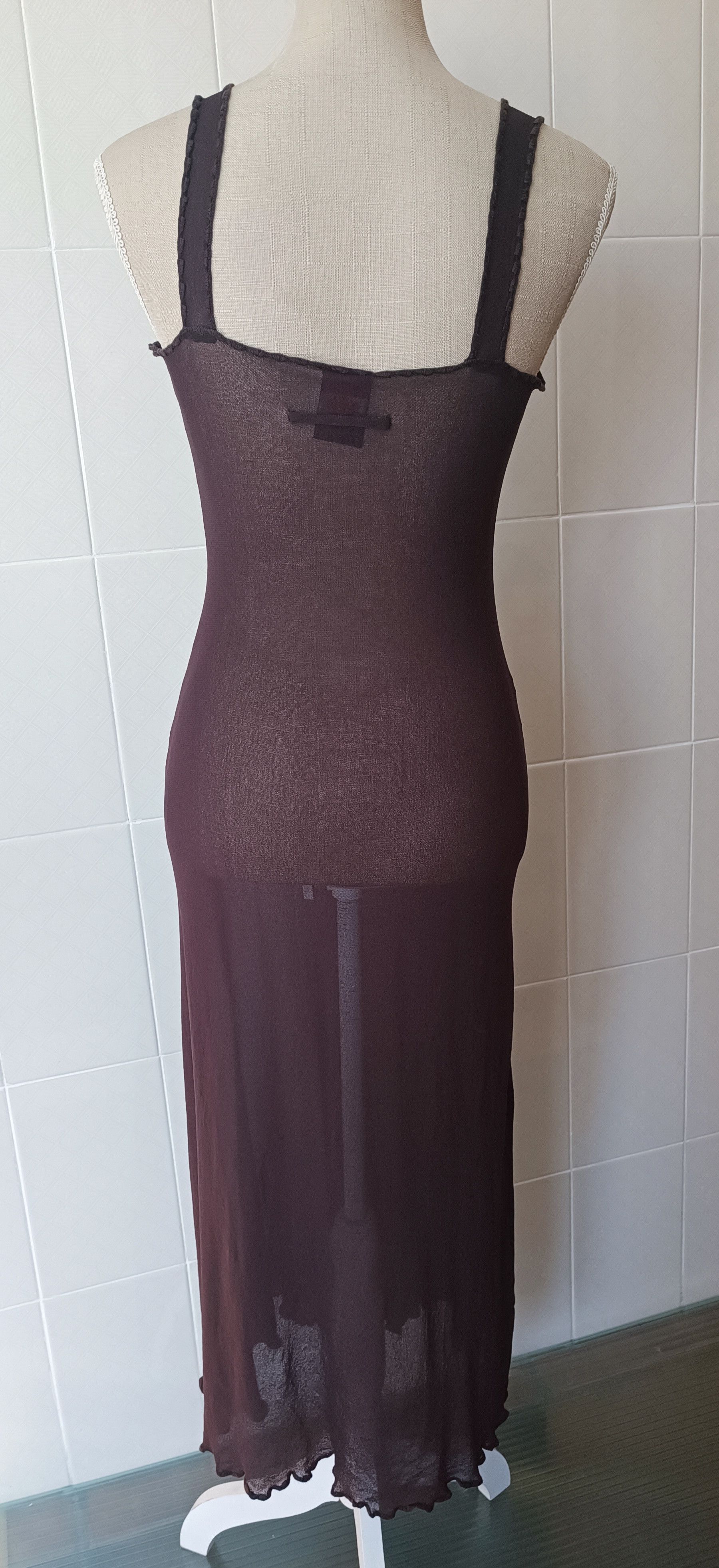 Jean Paul Gaultier 90's - Brown maxi mesh dress with embroidery Size M / US 6-8 / IT 42-44 - 17 Thumbnail