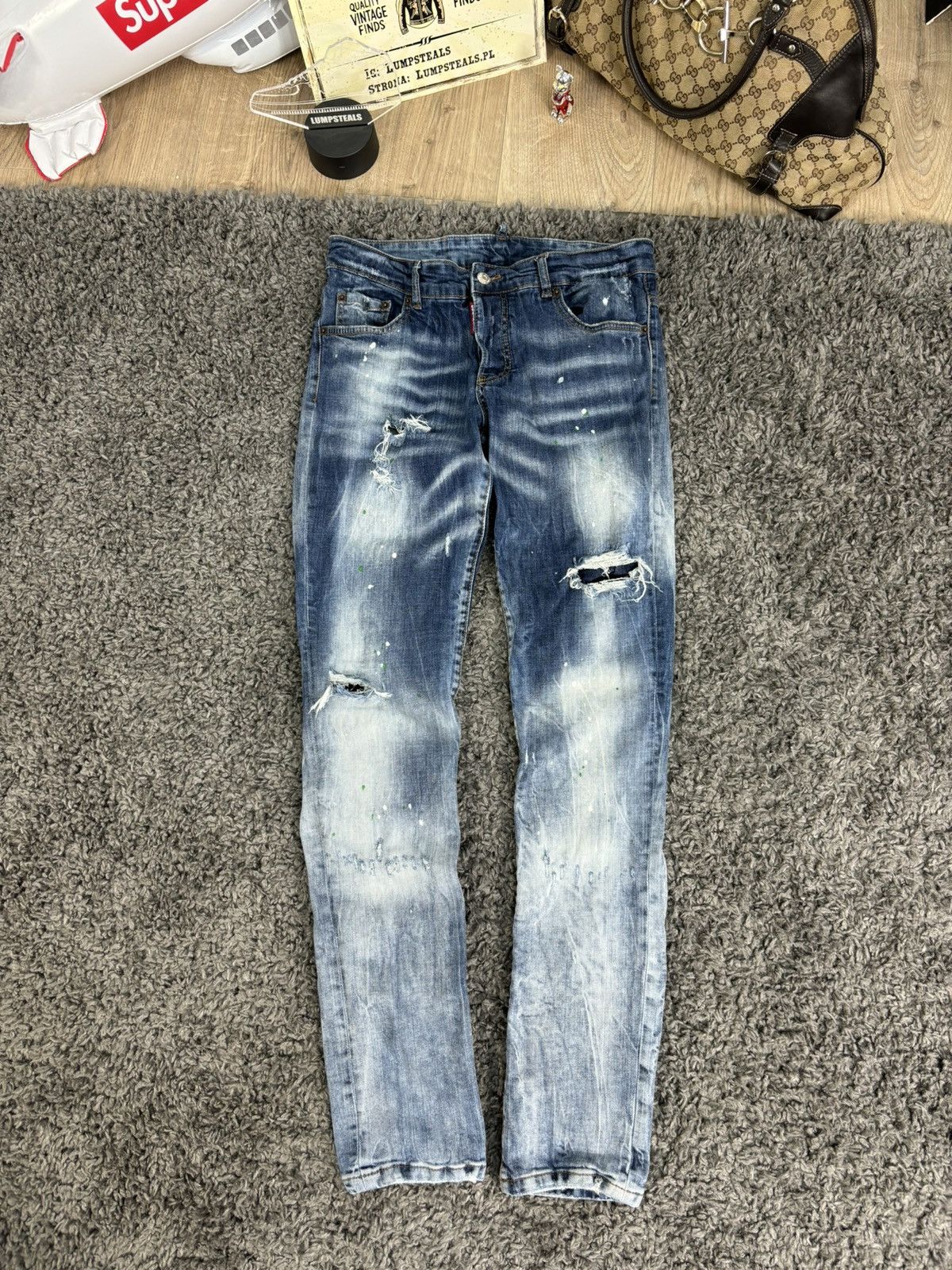 Dsquared2 Luxury Distressed Faded Denim Jeans Dsquared Hype Slim Size US 32 / EU 48 - 1 Thumbnail