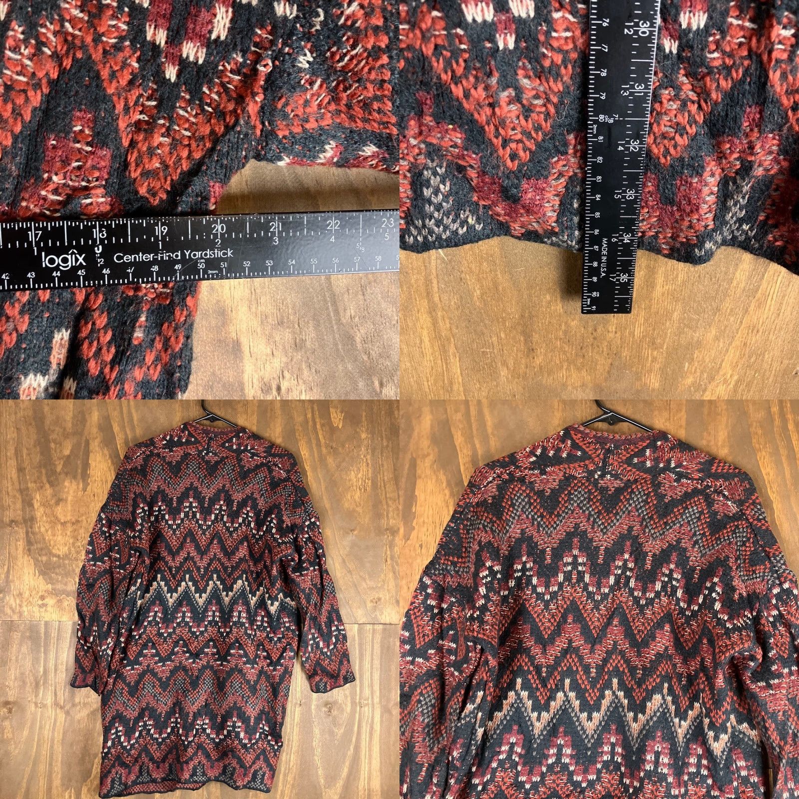 Lucky Brand Lucky Brand Womens Sweater Cardigan Open Front Duster Wool Blend S Red Chevron Knit Size S / US 4 / IT 40 - 8 Thumbnail