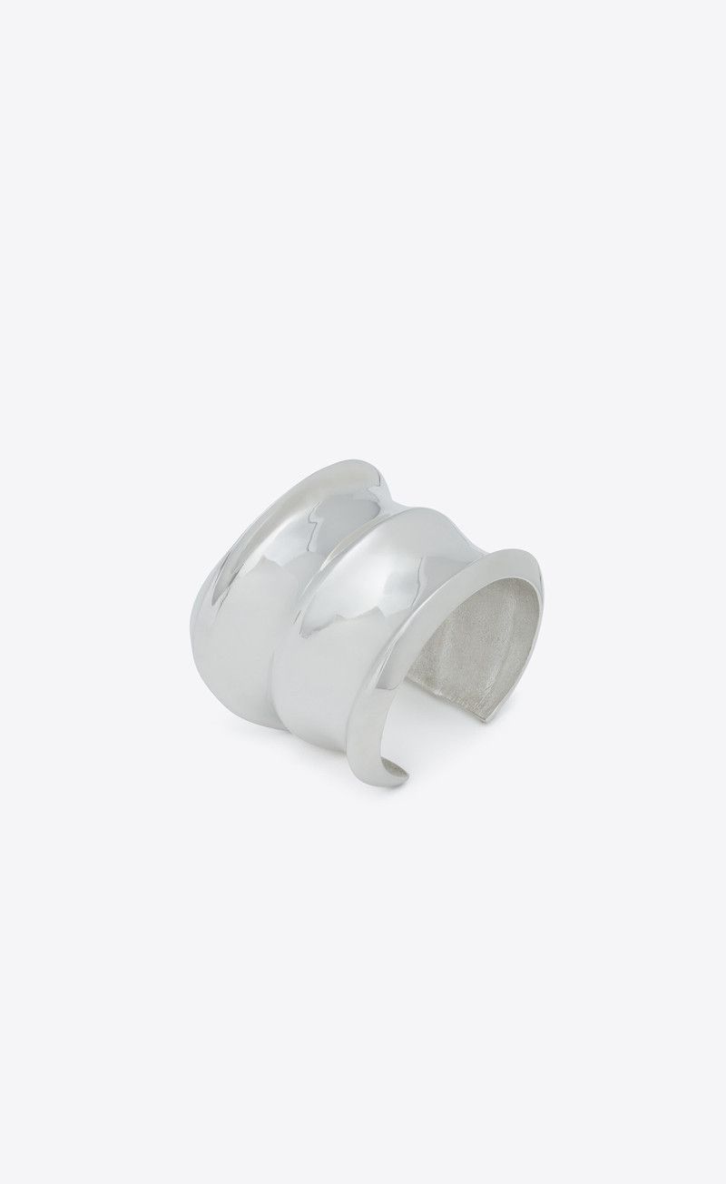 Saint Laurent Paris o1bcso1str0226 Size:M/Wavy Cuff Bracelet in Silver Size ONE SIZE - 1 Thumbnail