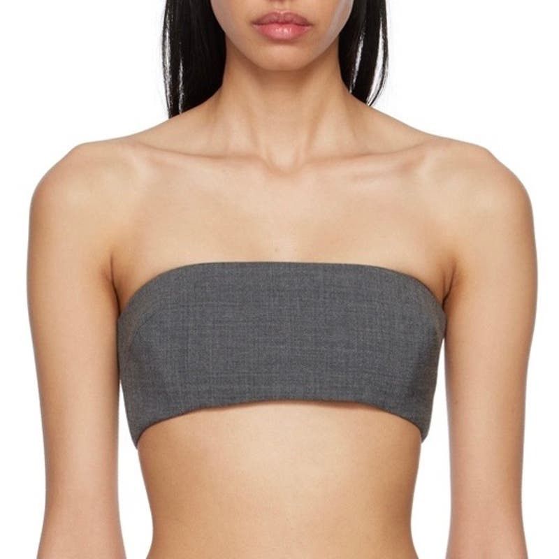 image of 16Arlington - Grey Wool-Blend Strapless Bustier - S - Nwt, Women's (Size Medium)