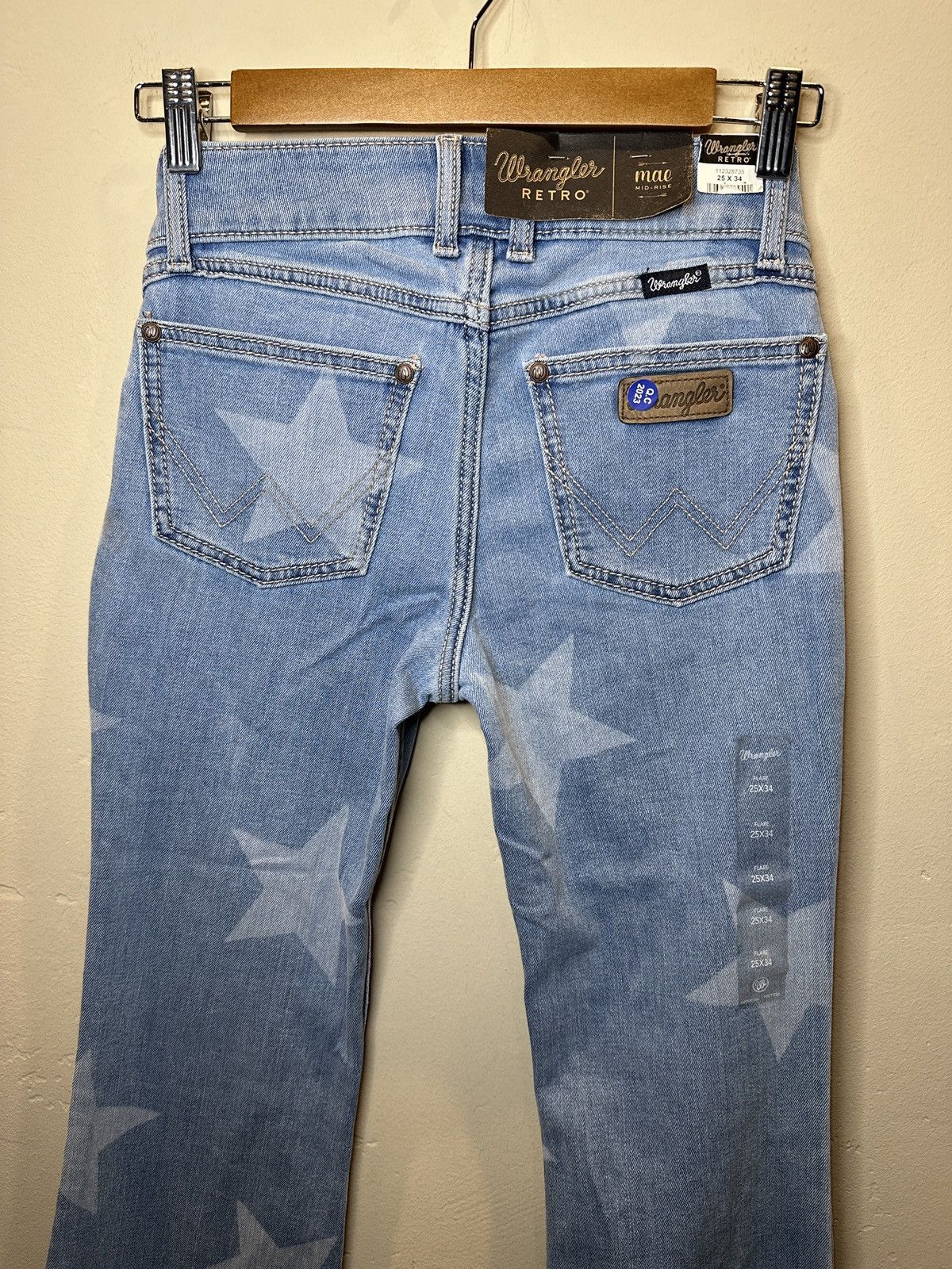 Other × Wrangler *RARE* New Wrangler Retro Flared Star Print Denim Jeans - 25 Size 26" / US 2 / IT 38 - 2 Thumbnail