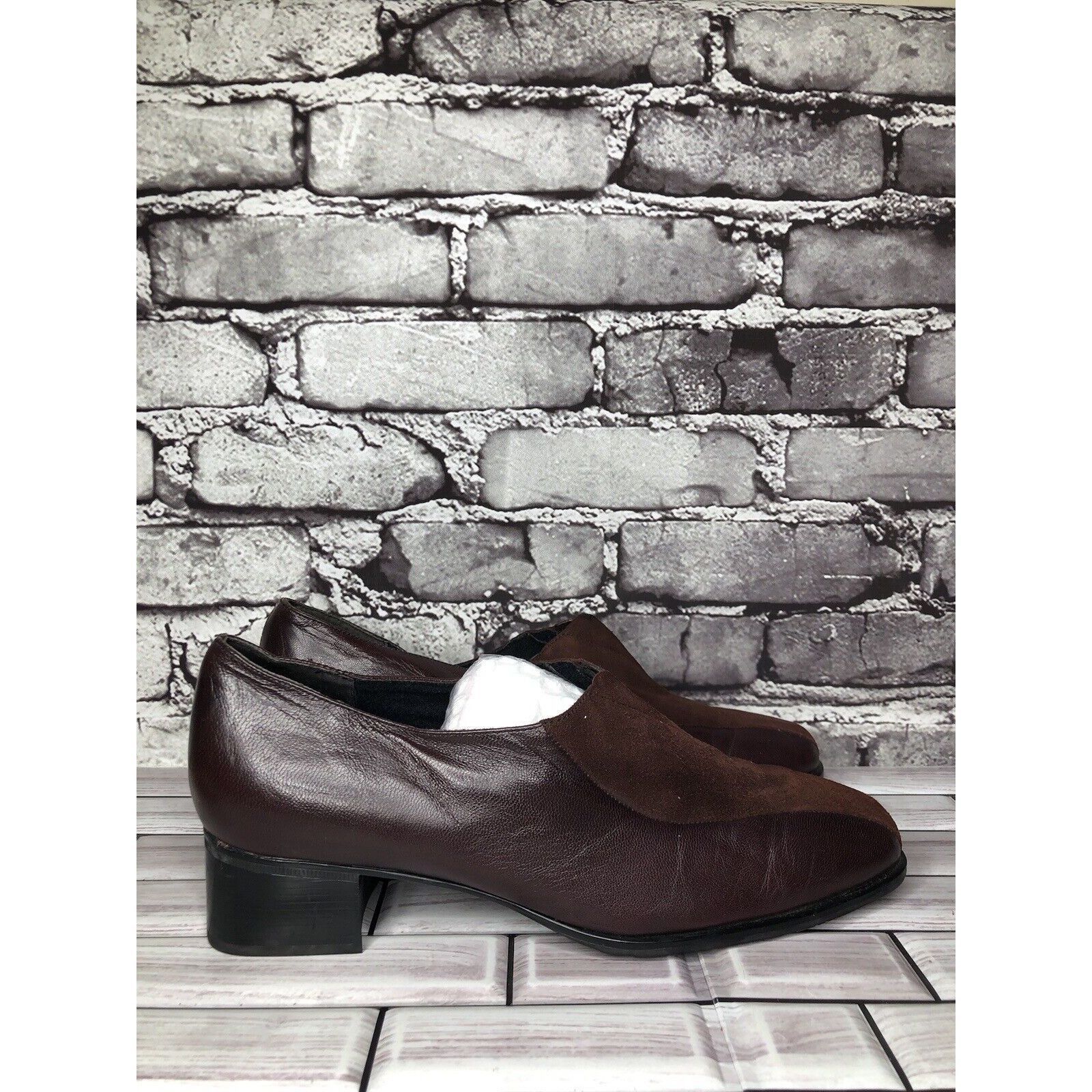 Other Munro American Burgundy Leather Suede Heel Loafer Shoes Wome Size US 10 / IT 40 - 3 Thumbnail
