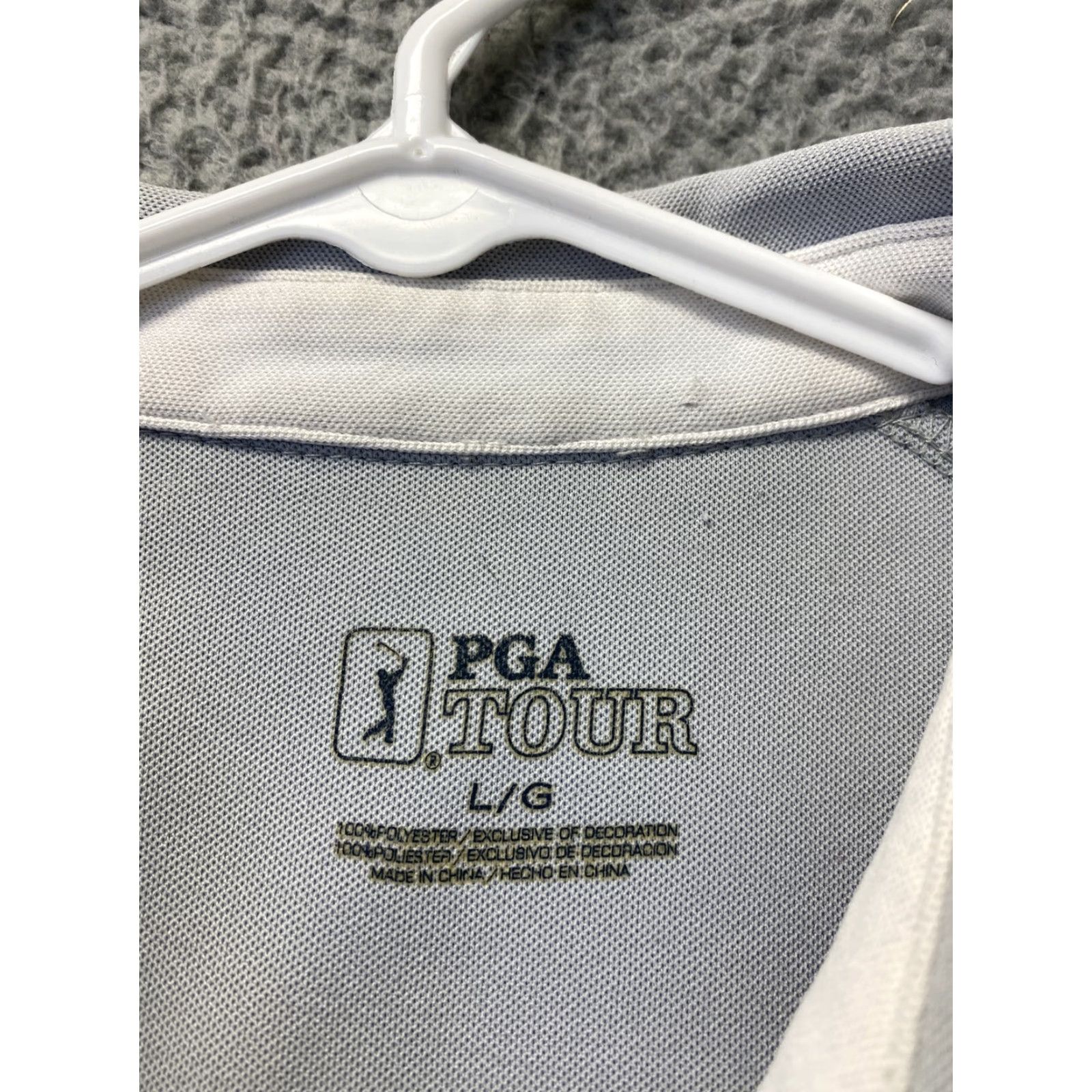 PGA Tour PGA Tour Golf Polo Shirt Short Sleeve Mens LG Gray Striped Regular 111-32 Size US L / EU 52-54 / 3 - 4 Thumbnail