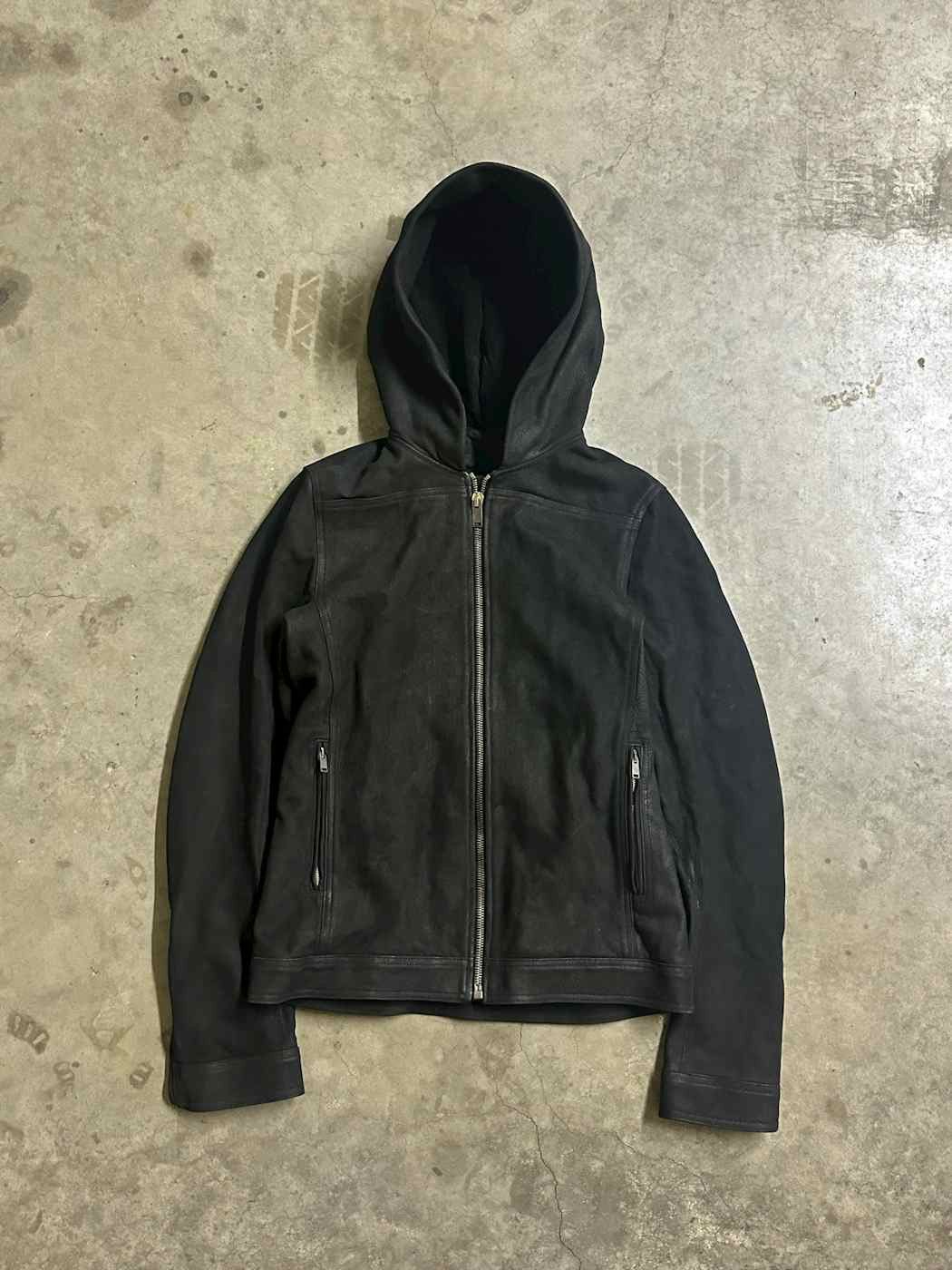 Rick Owens FW13-14 Heavy Hooded Leather Jacket Size US L / EU 52-54 / 3 - 1 Thumbnail